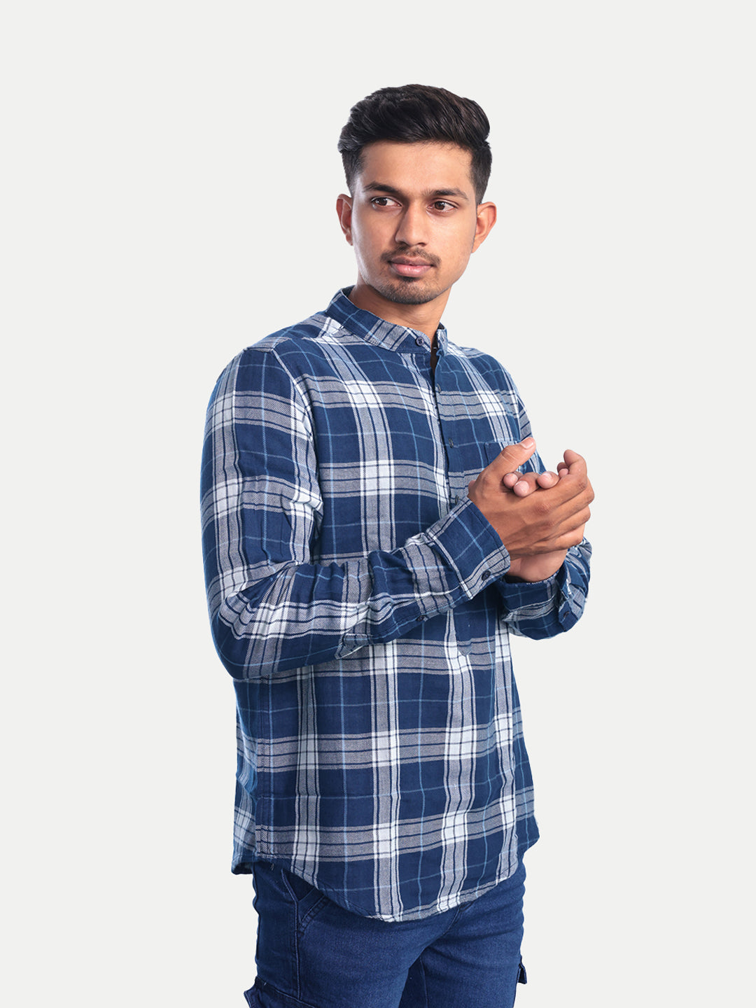 Radprix Men Navy Checked Regular Fit Casual cotton Shirt