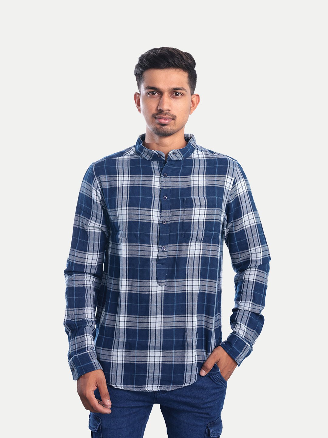 Radprix Men Navy Checked Regular Fit Casual cotton Shirt