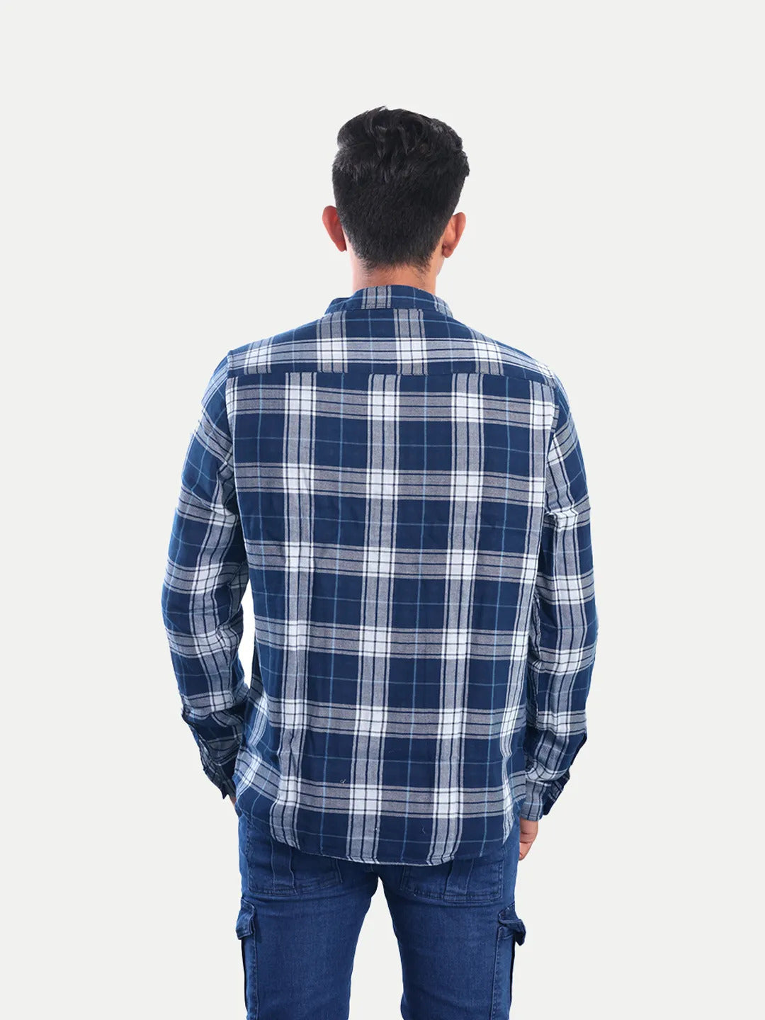 Radprix Men Navy Checked Regular Fit Casual cotton Shirt