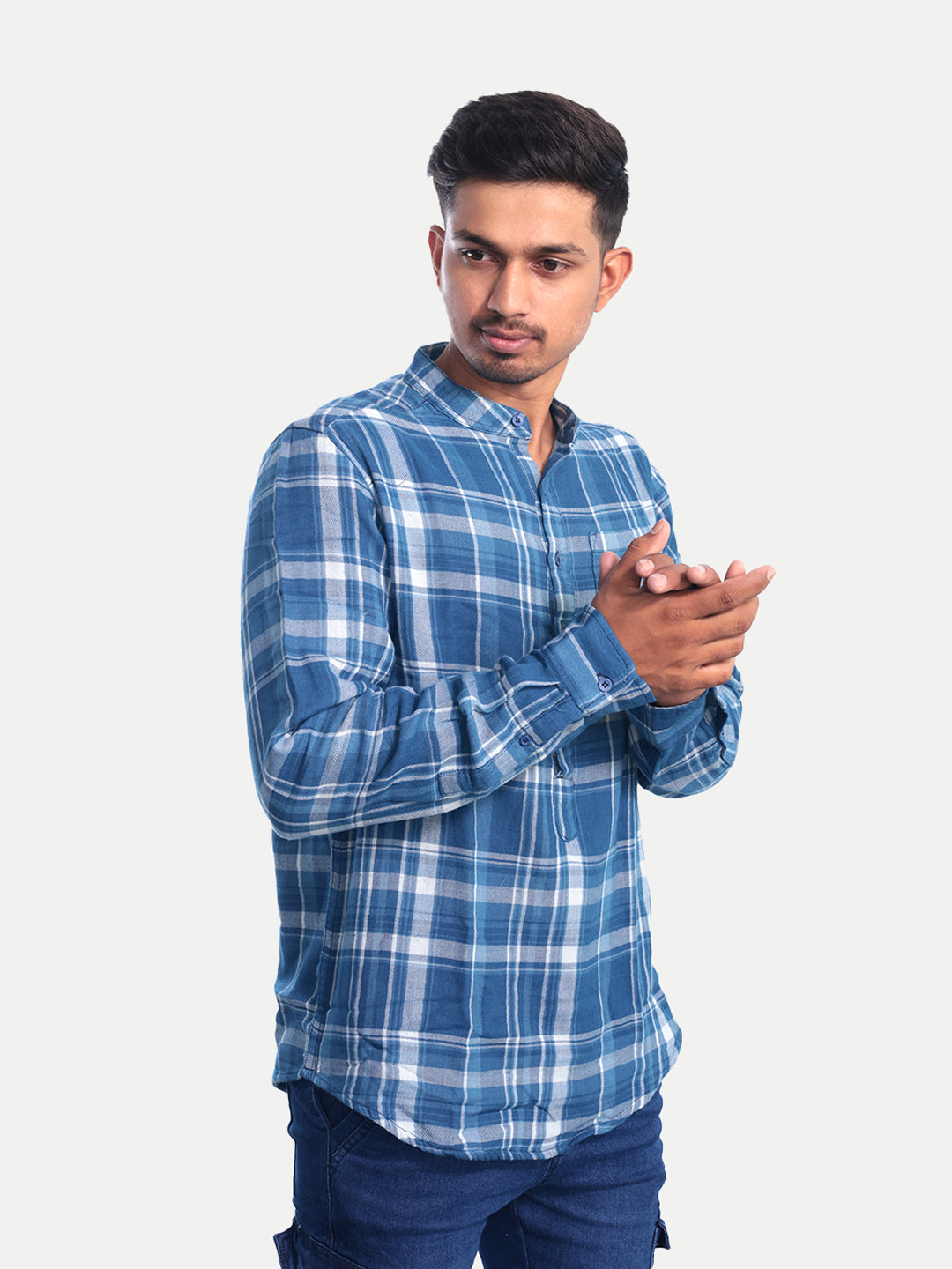 Radprix Men Hot Blue Checked Regular Fit Casual cotton Shirt