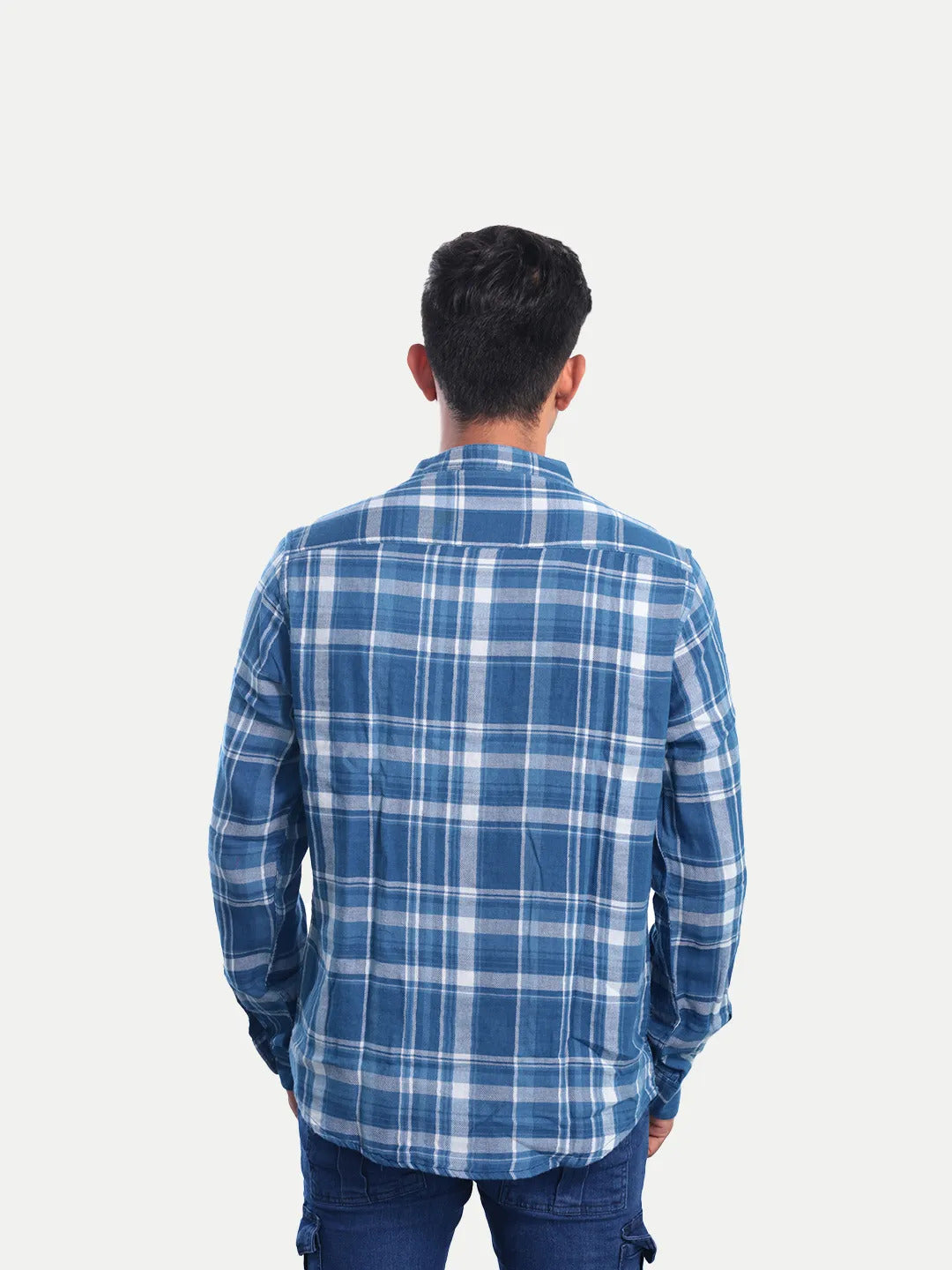 Radprix Men Hot Blue Checked Regular Fit Casual cotton Shirt