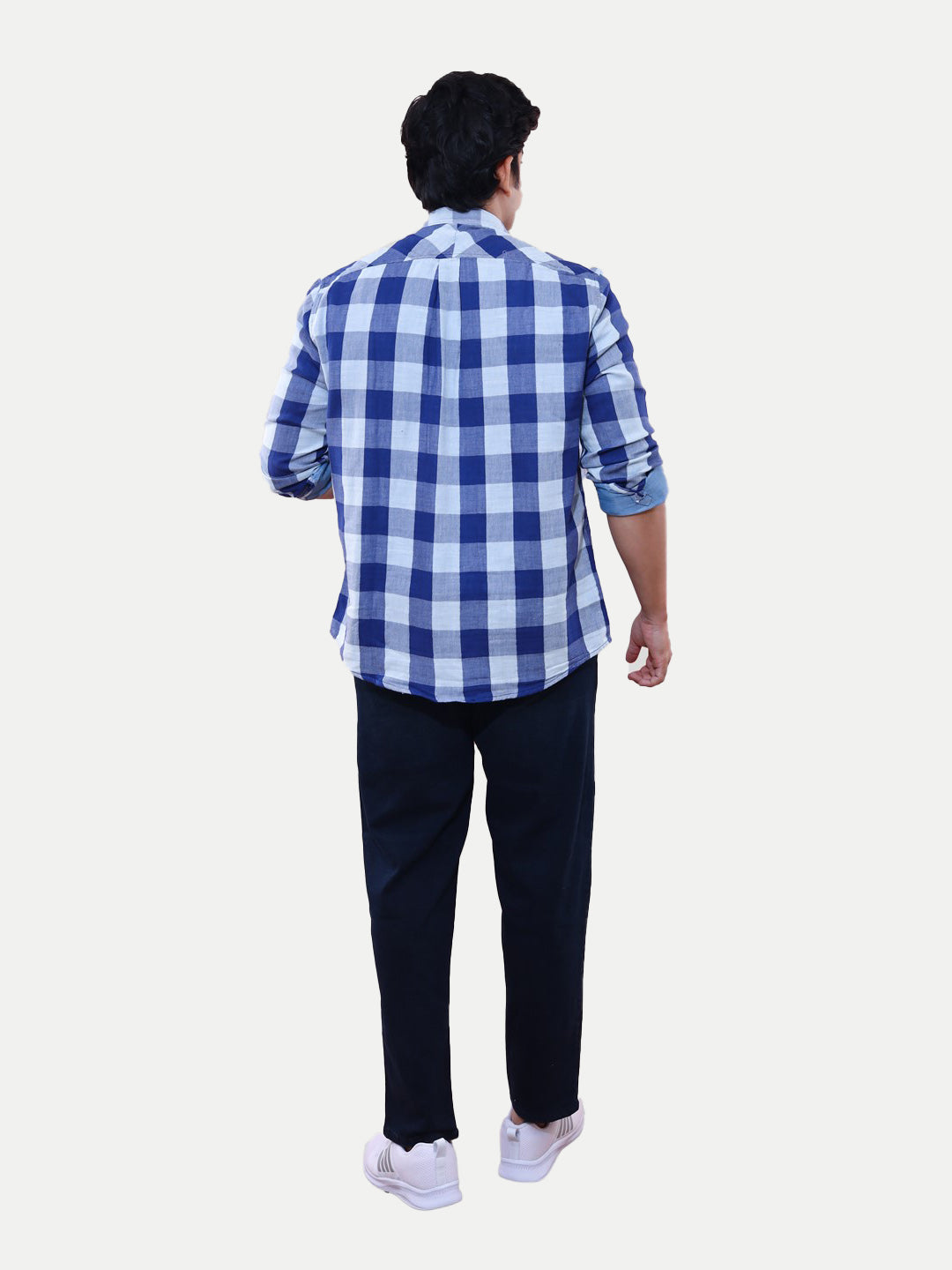 Radprix Men Blue Checkered Casual cotton Shirt Fashion