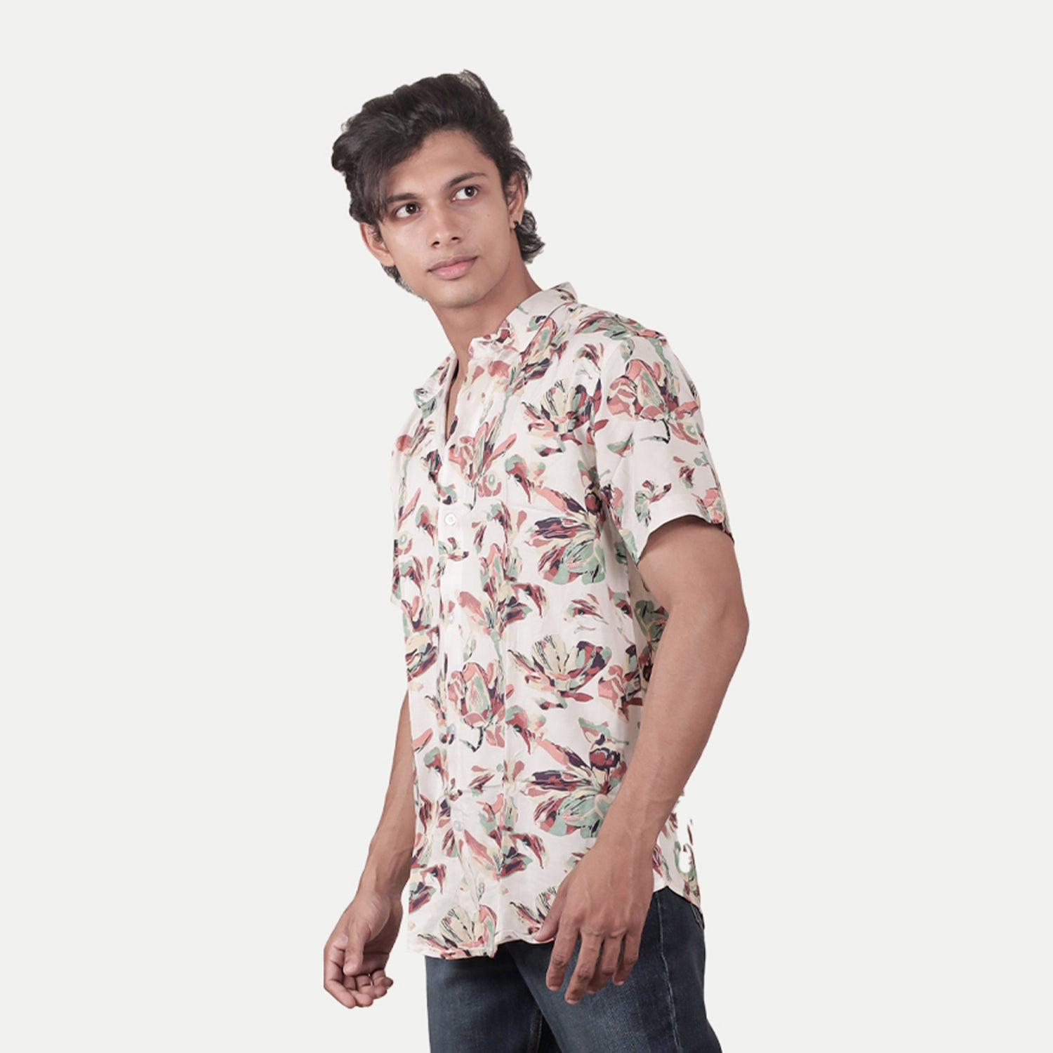 Radprix Men Casual Off white Abstract printed Cotton shirt