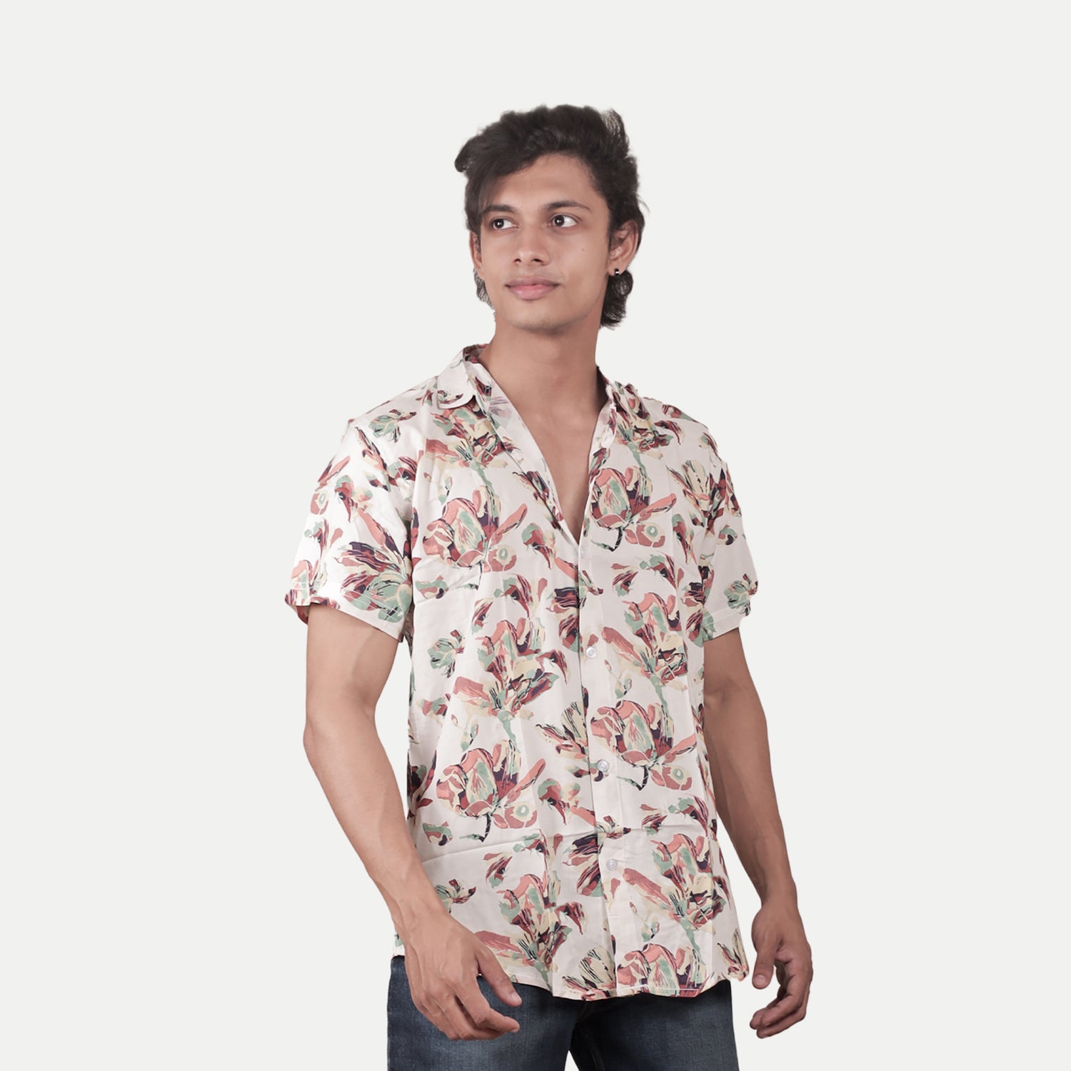 Radprix Men Casual Off white Abstract printed Cotton shirt