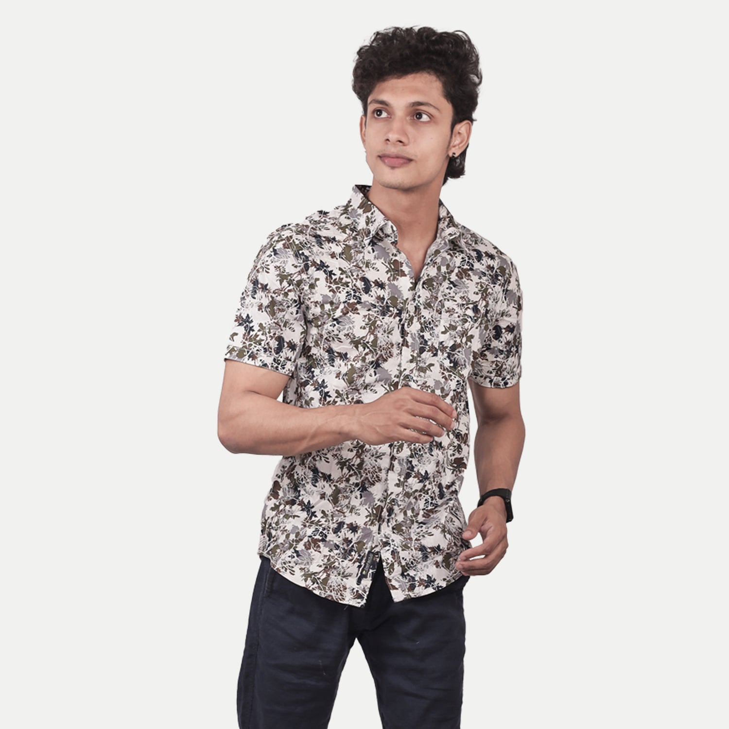 Radprix Men Casual white Abstract printed Cotton shirt