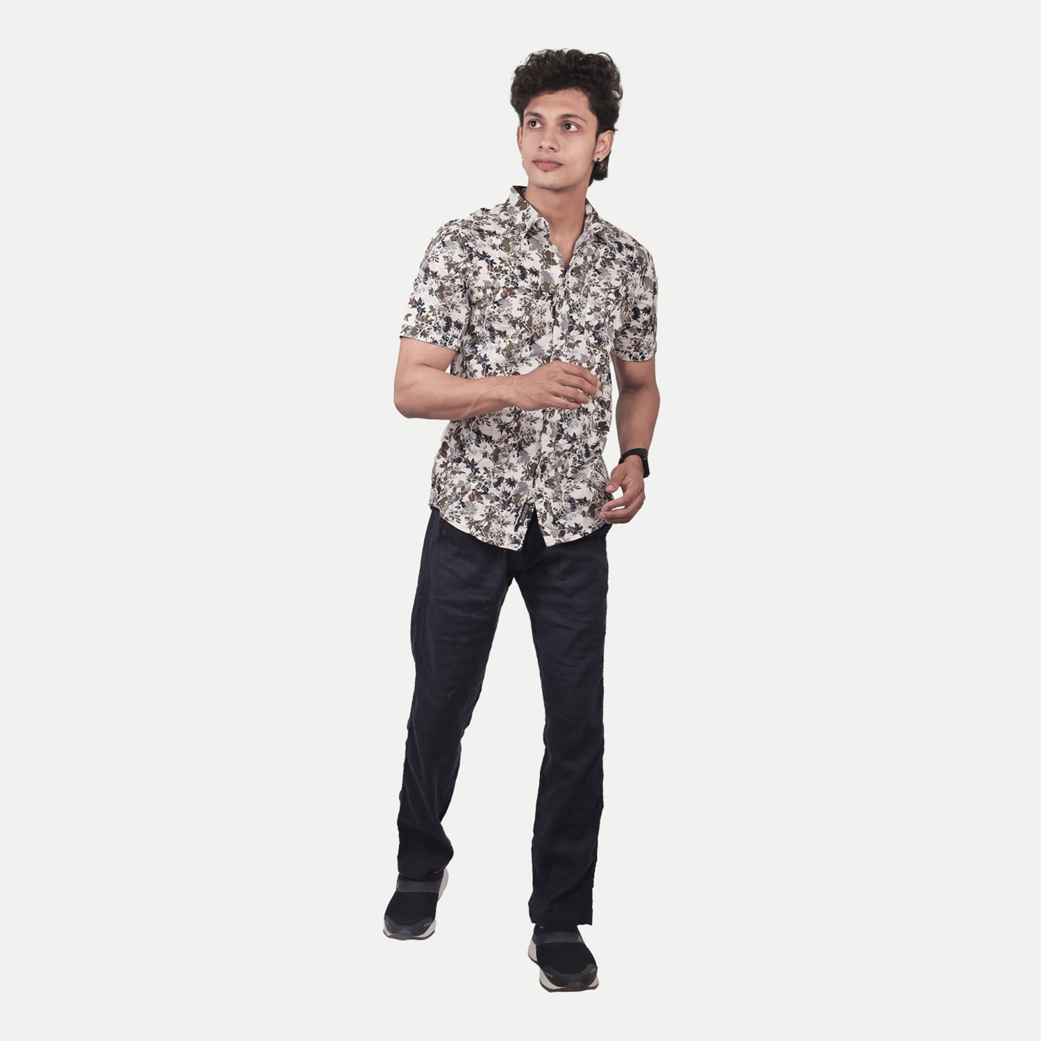 Radprix Men Casual white Abstract printed Cotton shirt