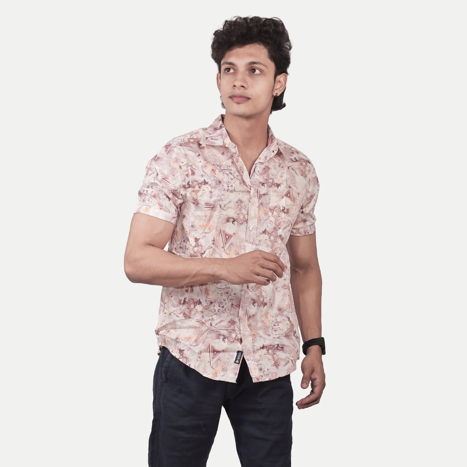 Radprix Men Casual Pink Abstract printed Cotton shirt