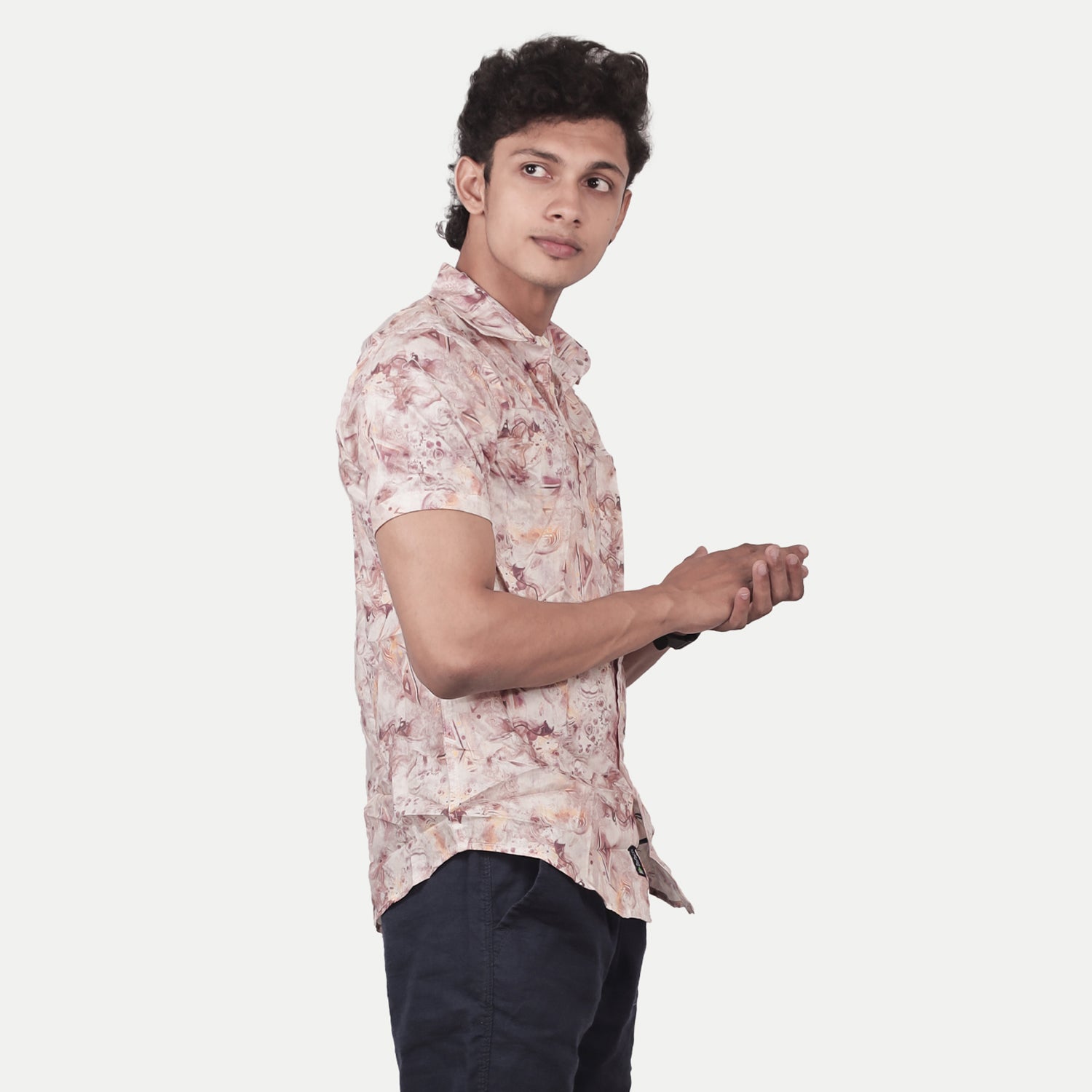 Radprix Men Casual Pink Abstract printed Cotton shirt