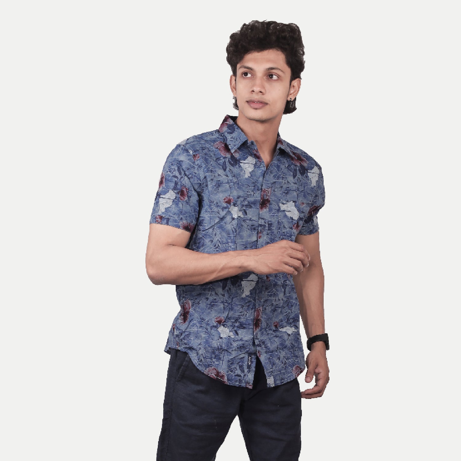 Radprix Men Casual Blue Abstract printed Cotton shirt