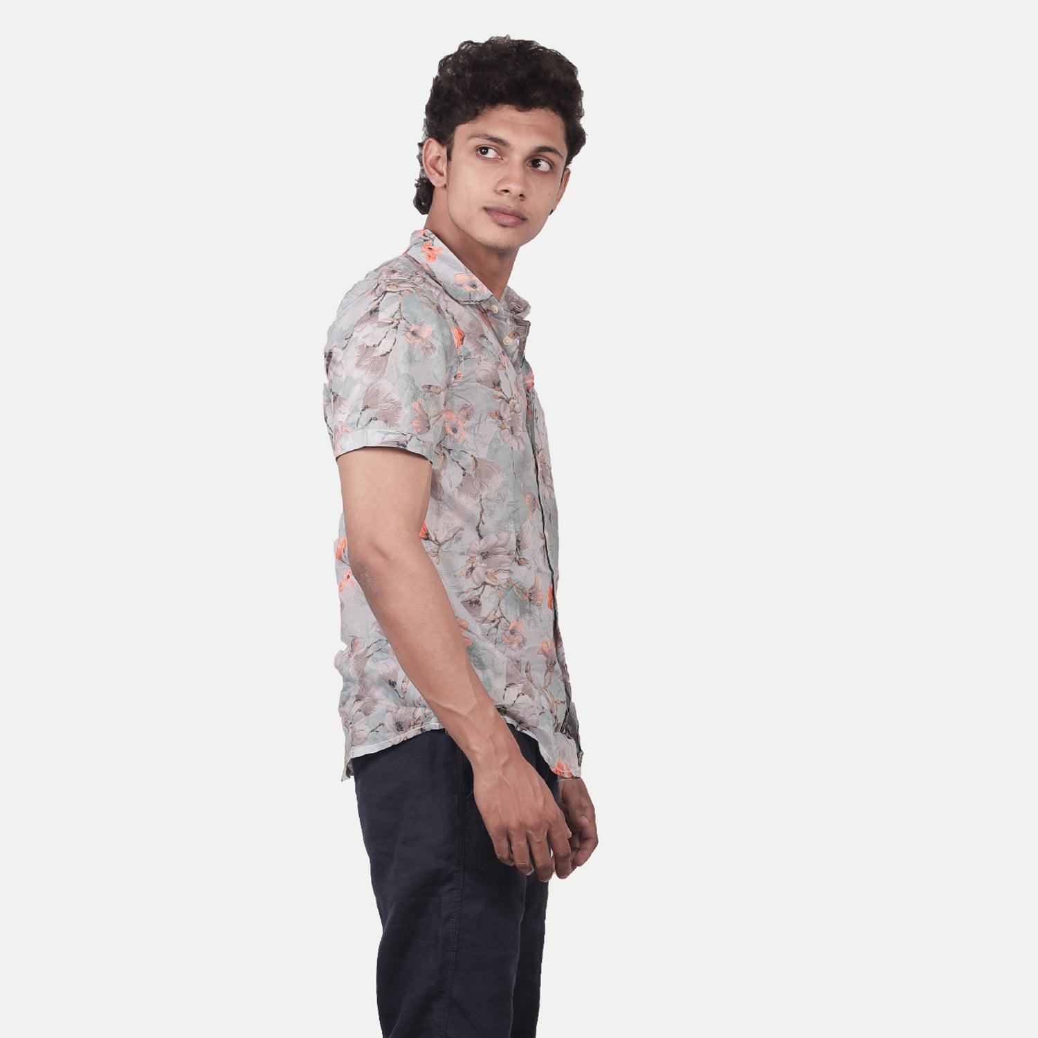 Radprix Men Casual Grey Abstract printed Cotton shirt