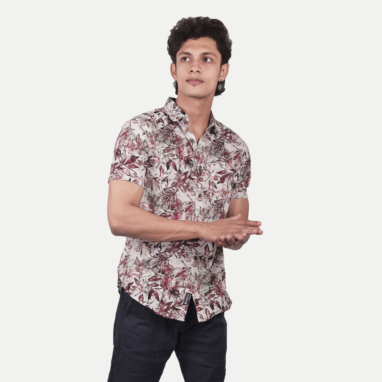 Radprix Men Casual Red Abstract printed Cotton shirt