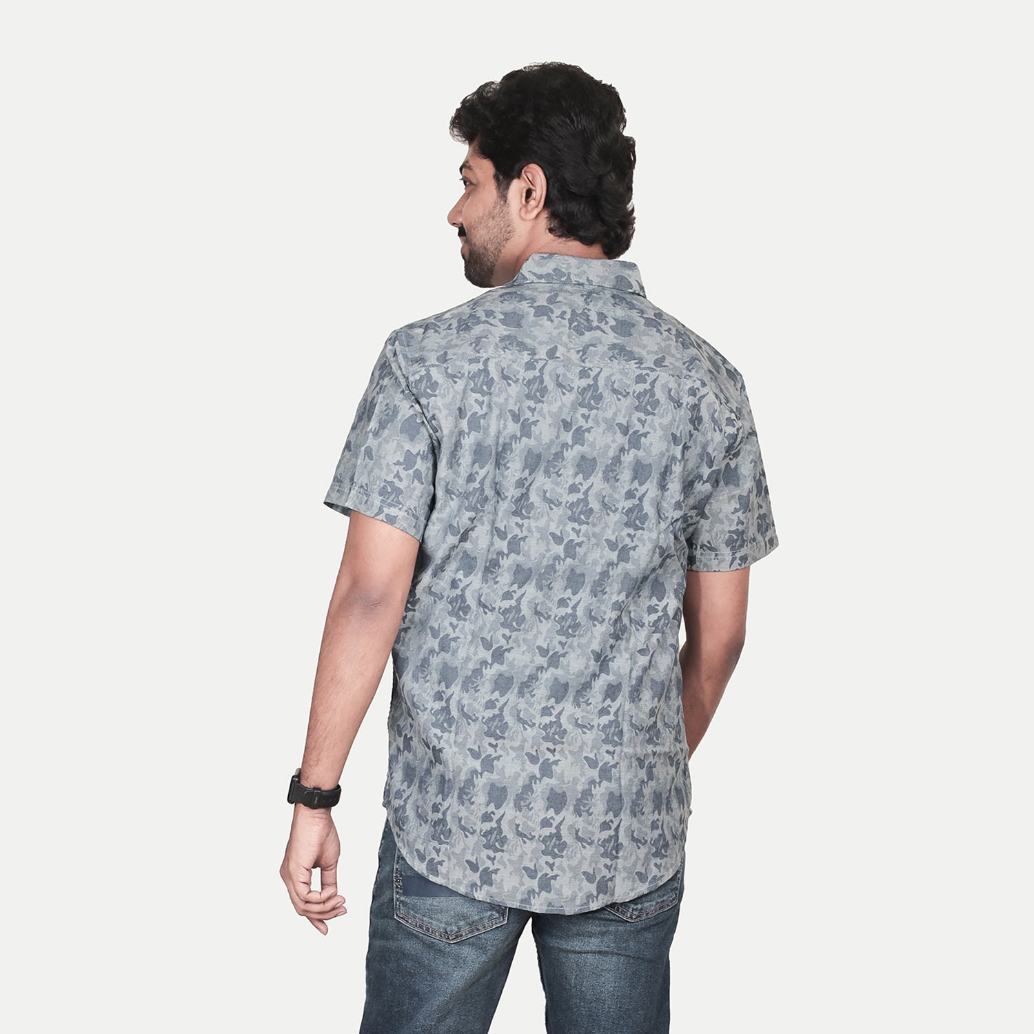 Radprix Men All-Over Grey Camouflage casual shirt