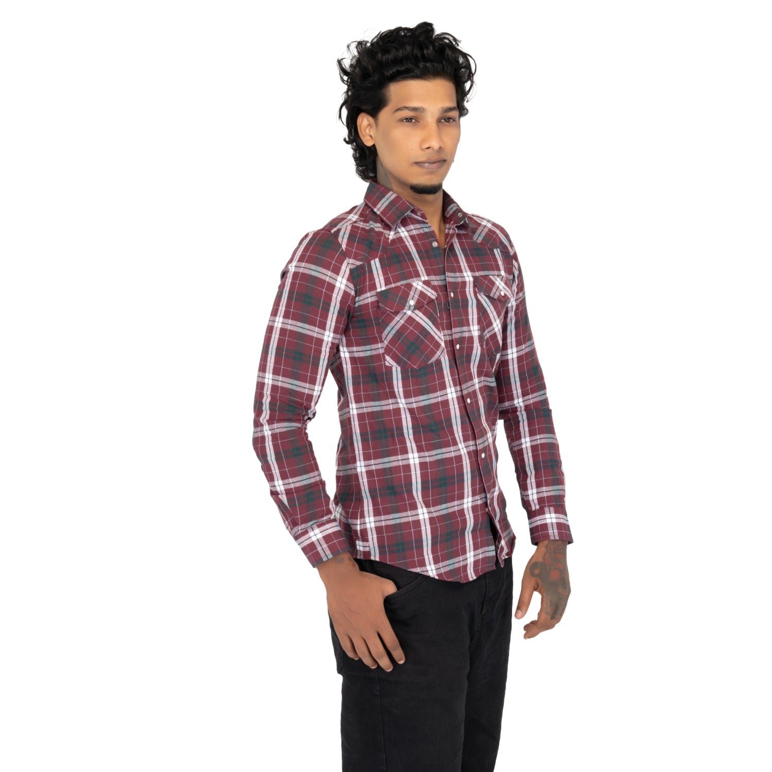 Radprix Men Red and Biege Checked shirt