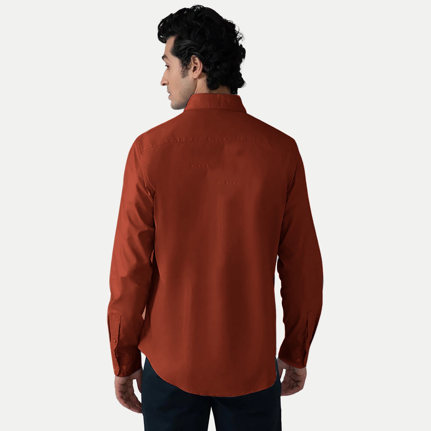 Radprix Men Dark Orange Oxford shirt