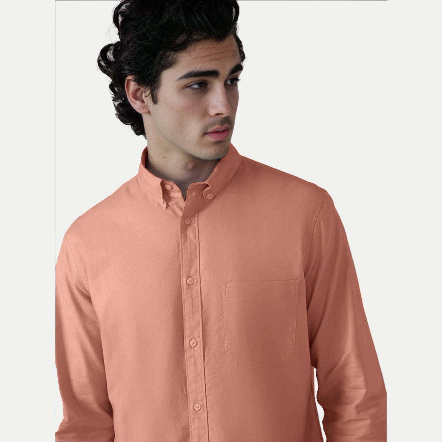 Radprix Men Light Orange Oxford shirt