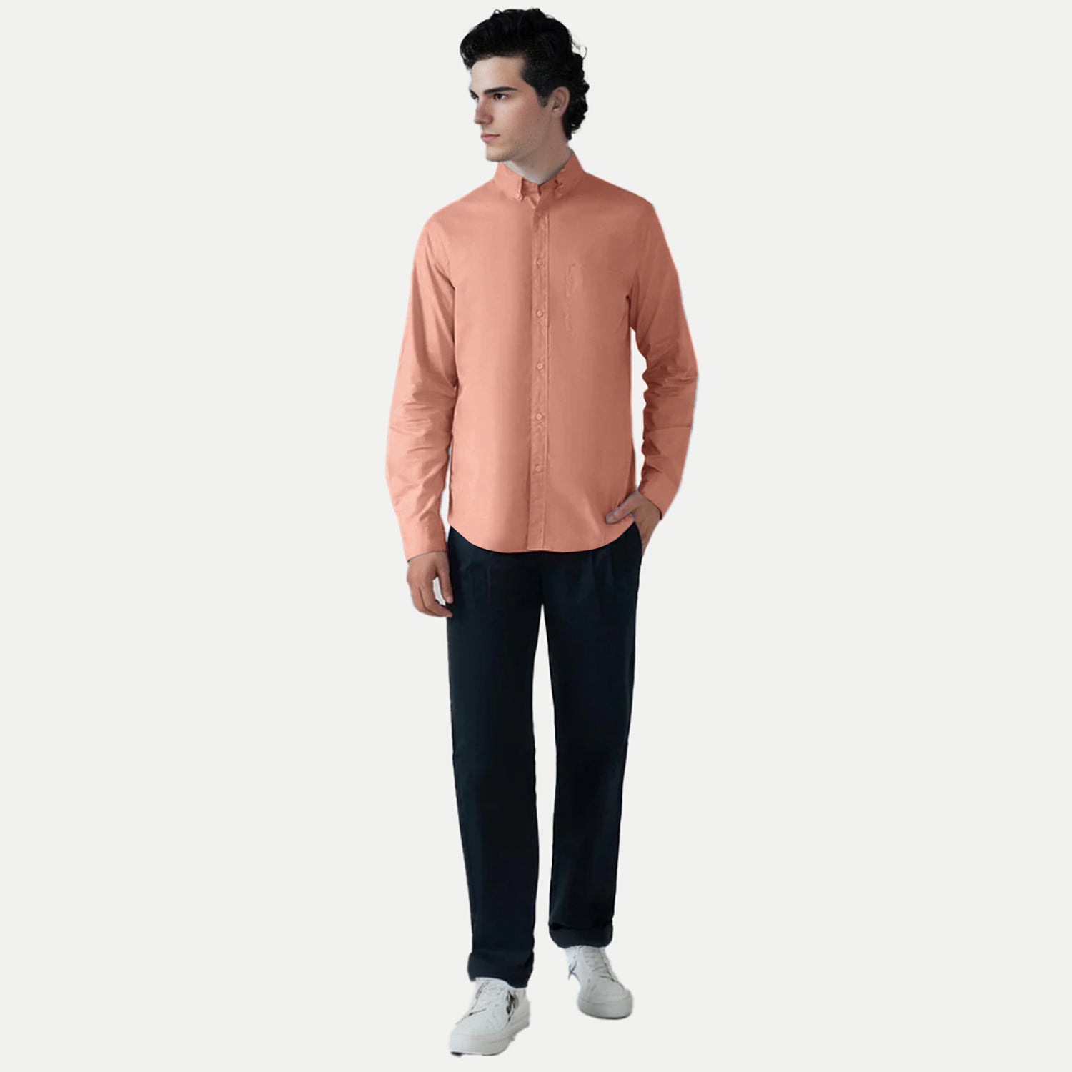 Radprix Men Light Orange Oxford shirt