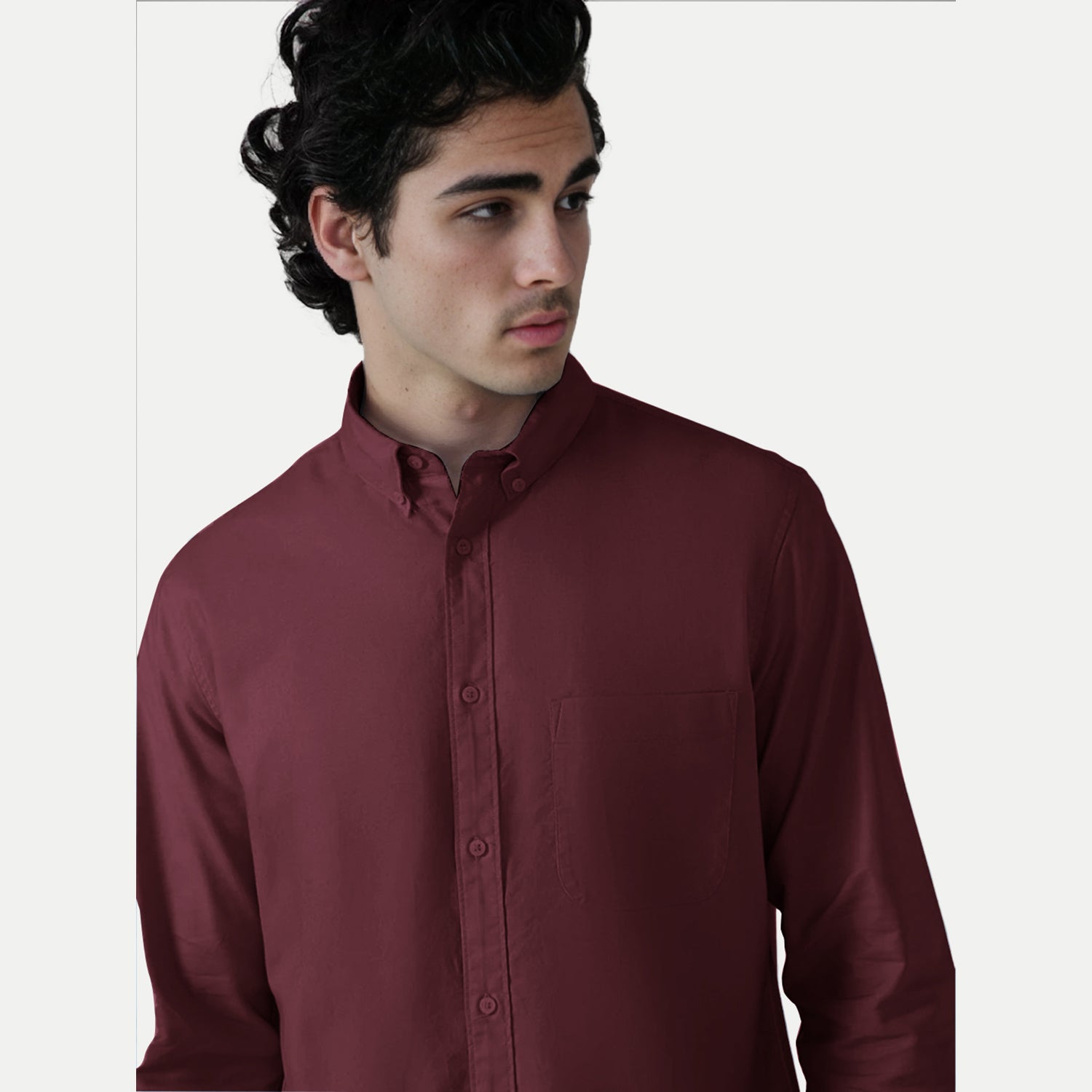 Radprix Men Burgundy Oxford shirt