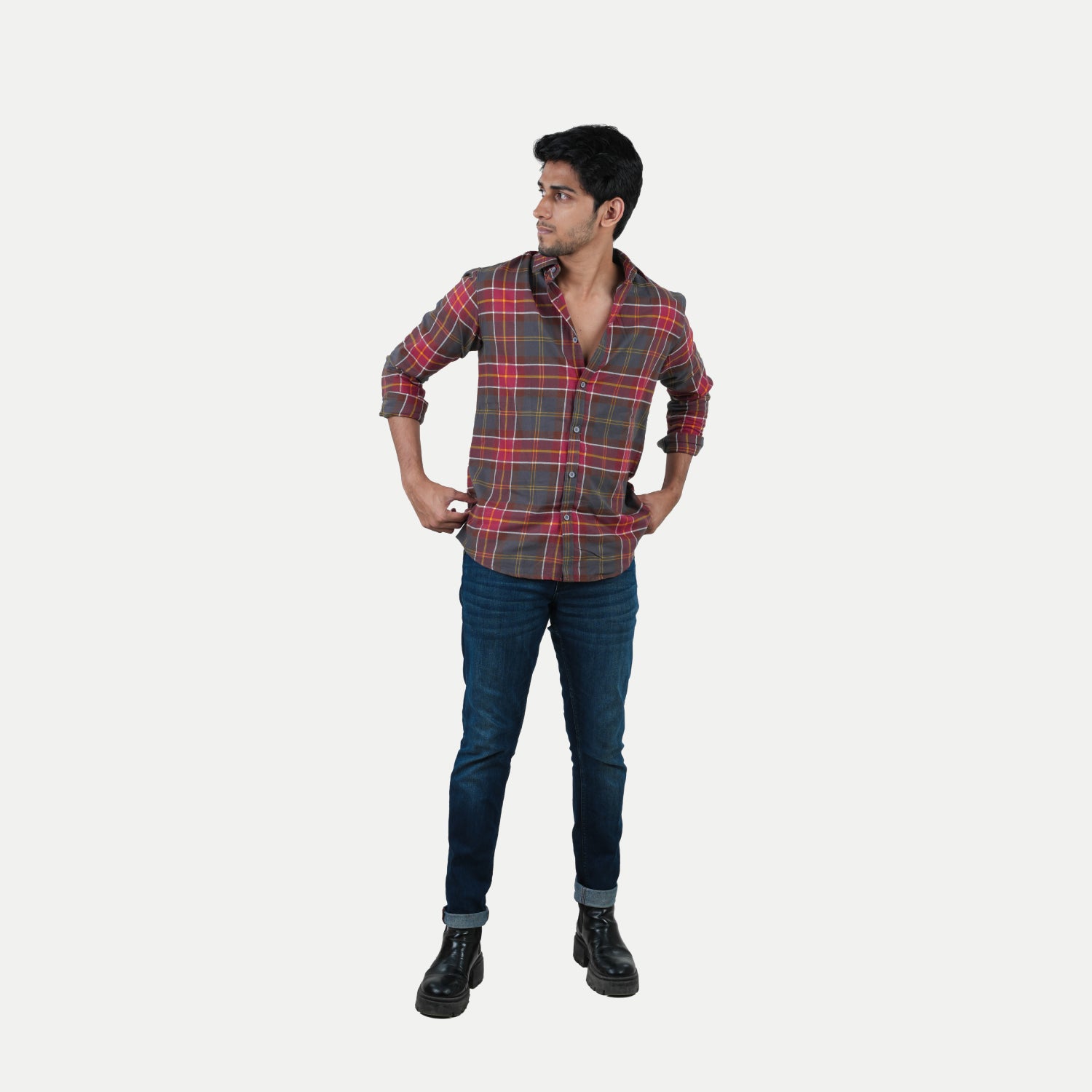 Radprix Men Red Checked Cotton Shirts