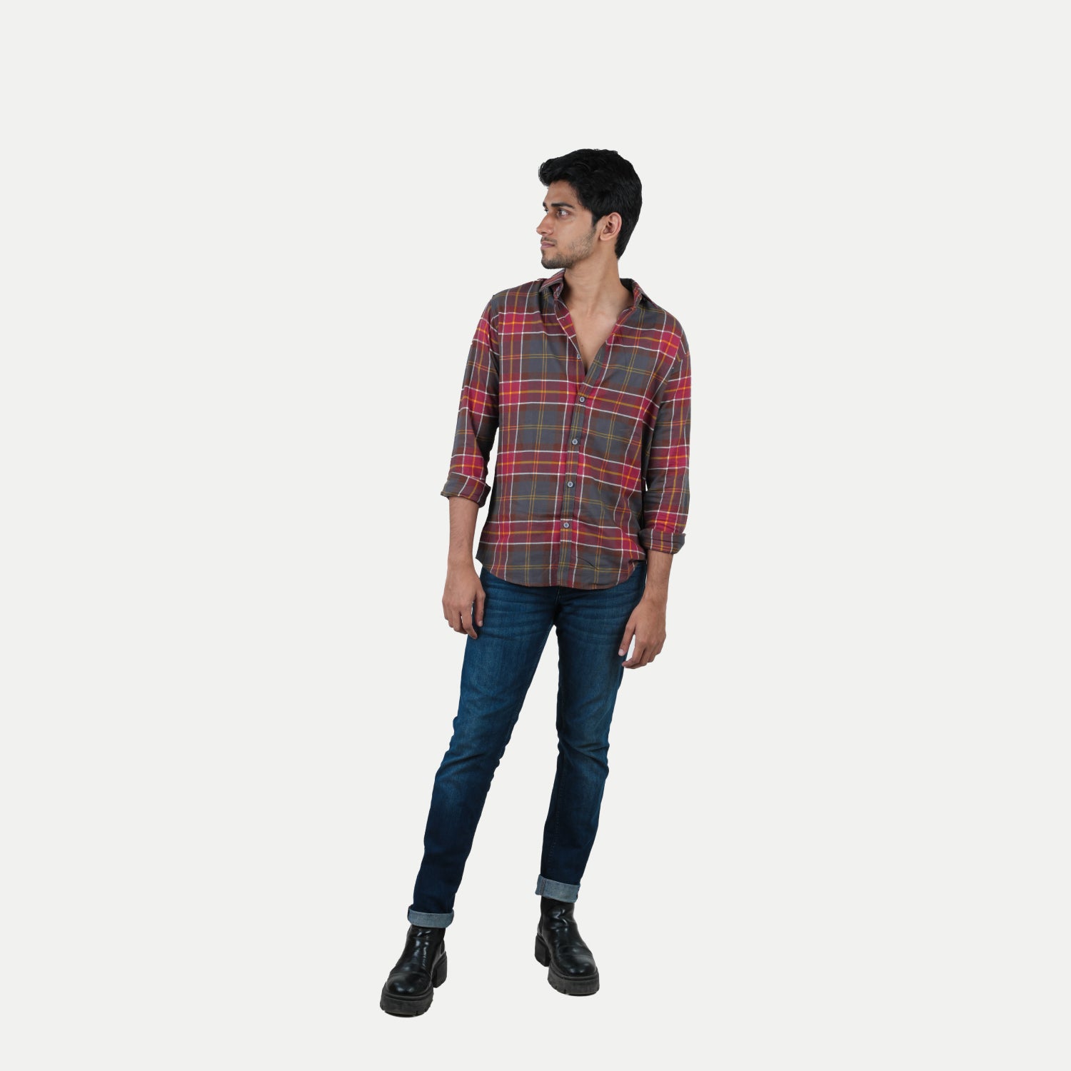 Radprix Men Red Checked Cotton Shirts