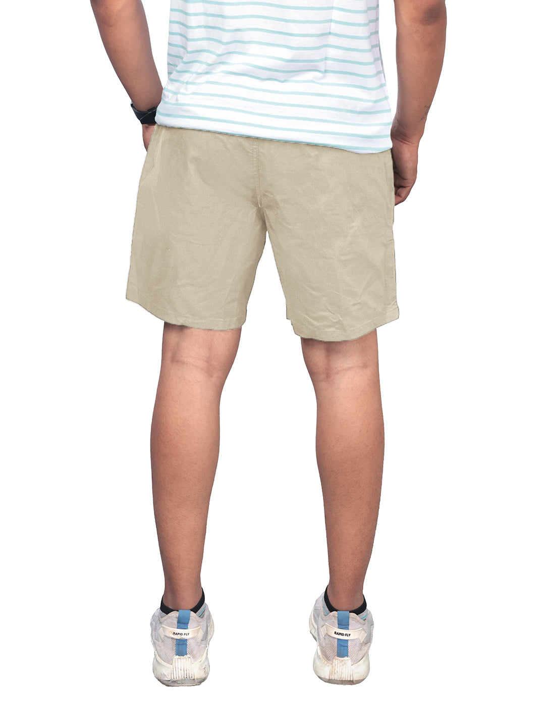 Radprix Men Solid Beige Casual Cotton Shorts