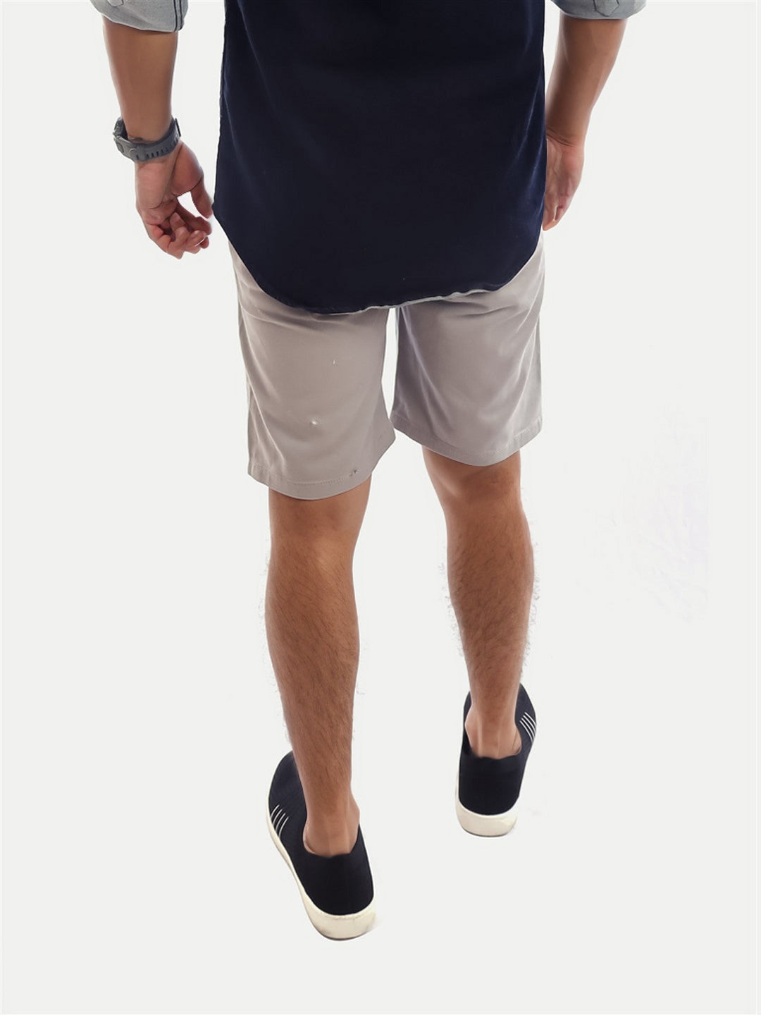 Radprix Men Solid Grey Slim Fit Casual Cotton Shorts