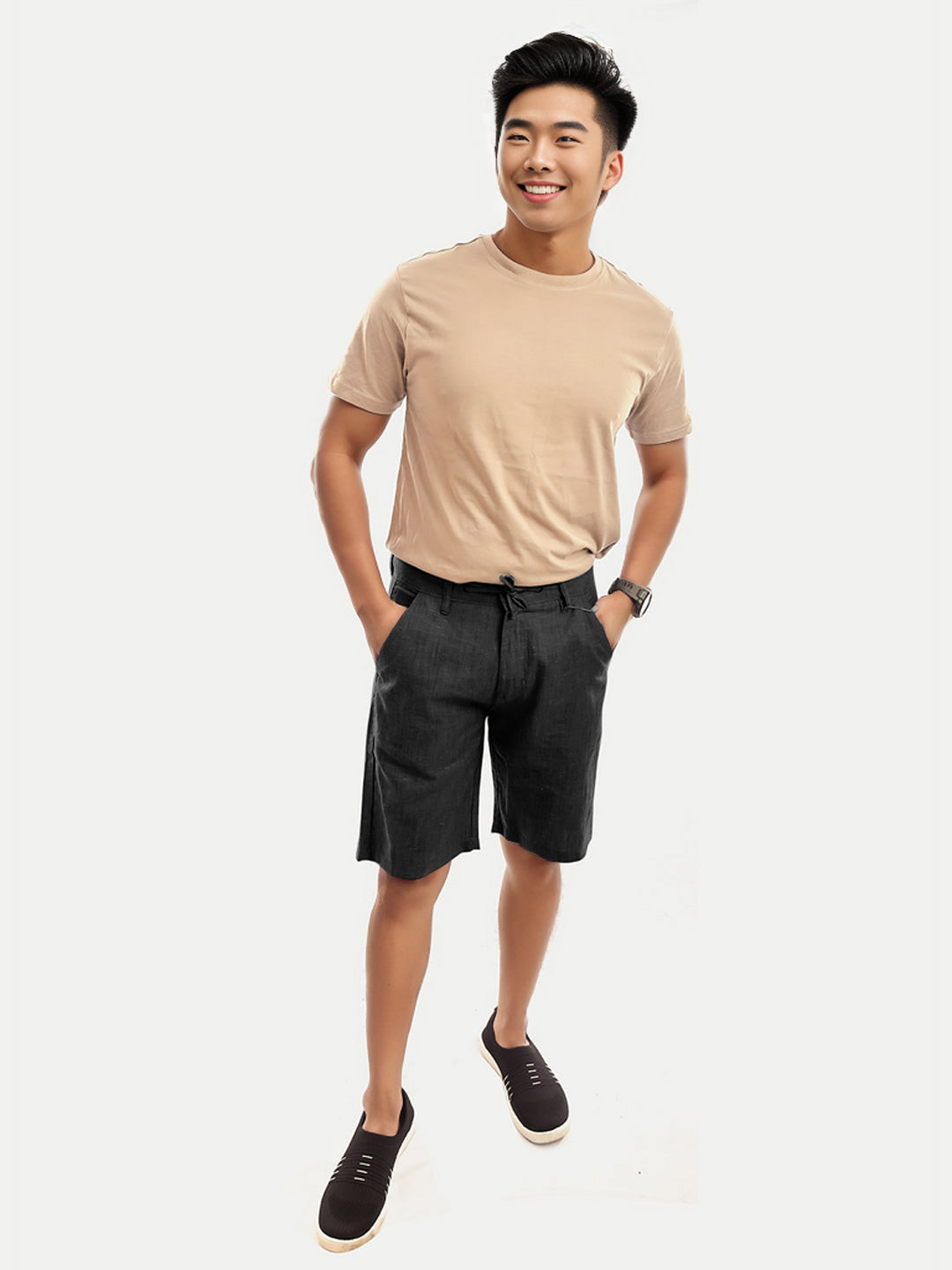 Radprix Men Black Remi Cotton Shorts