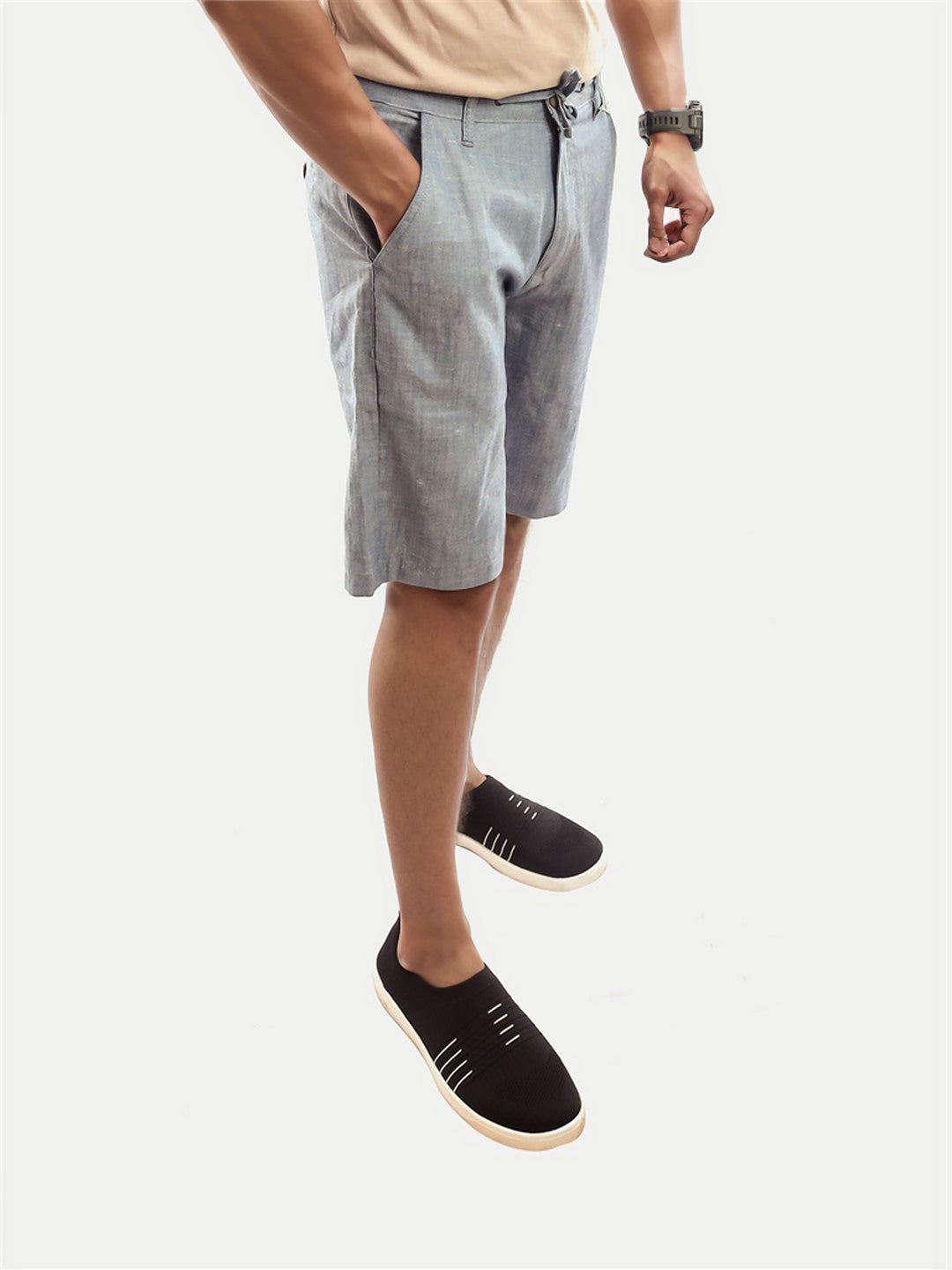 Radprix Men Grey Remi Cotton Shorts