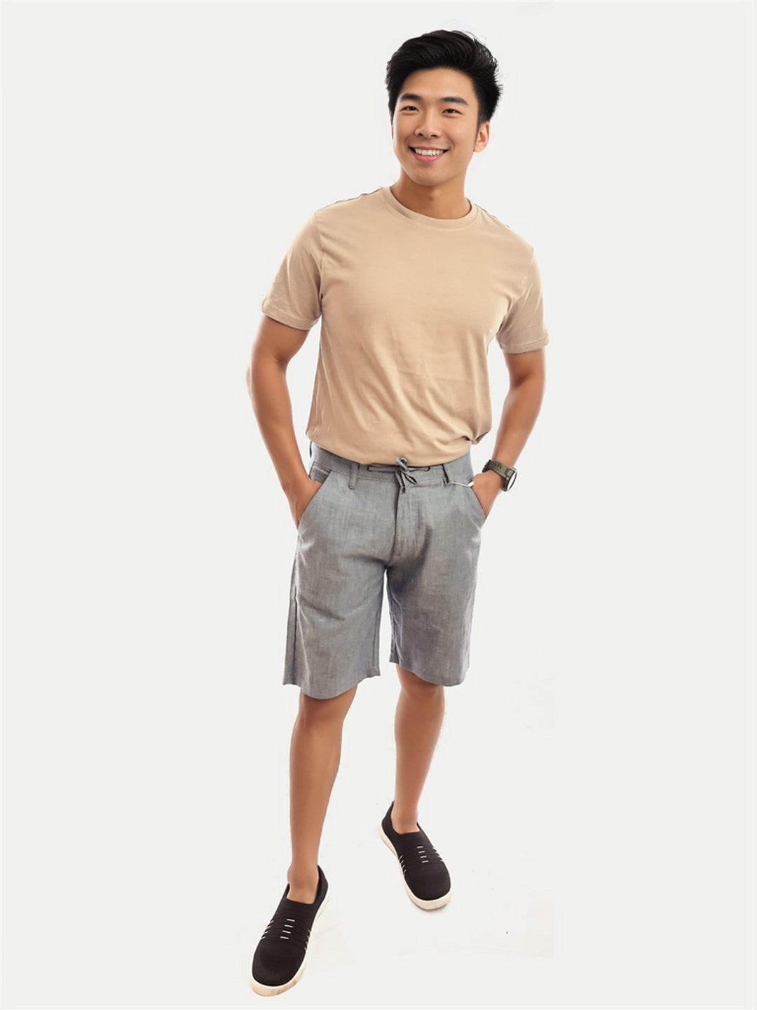 Radprix Men Grey Remi Cotton Shorts