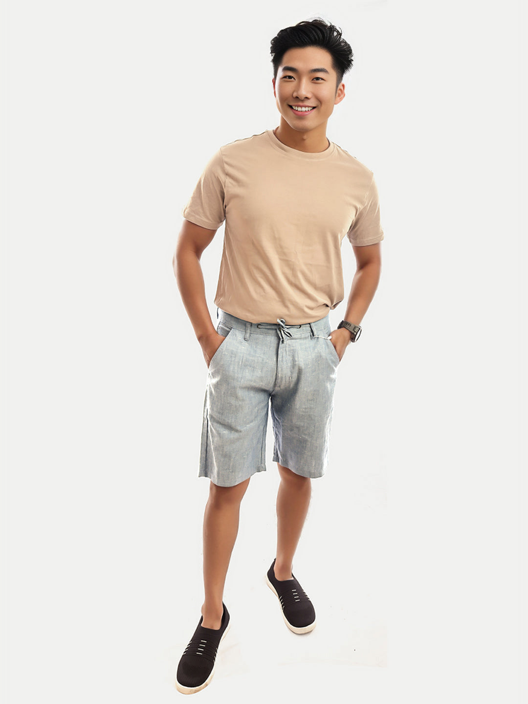 Radprix Men Grey Remi Cotton Shorts