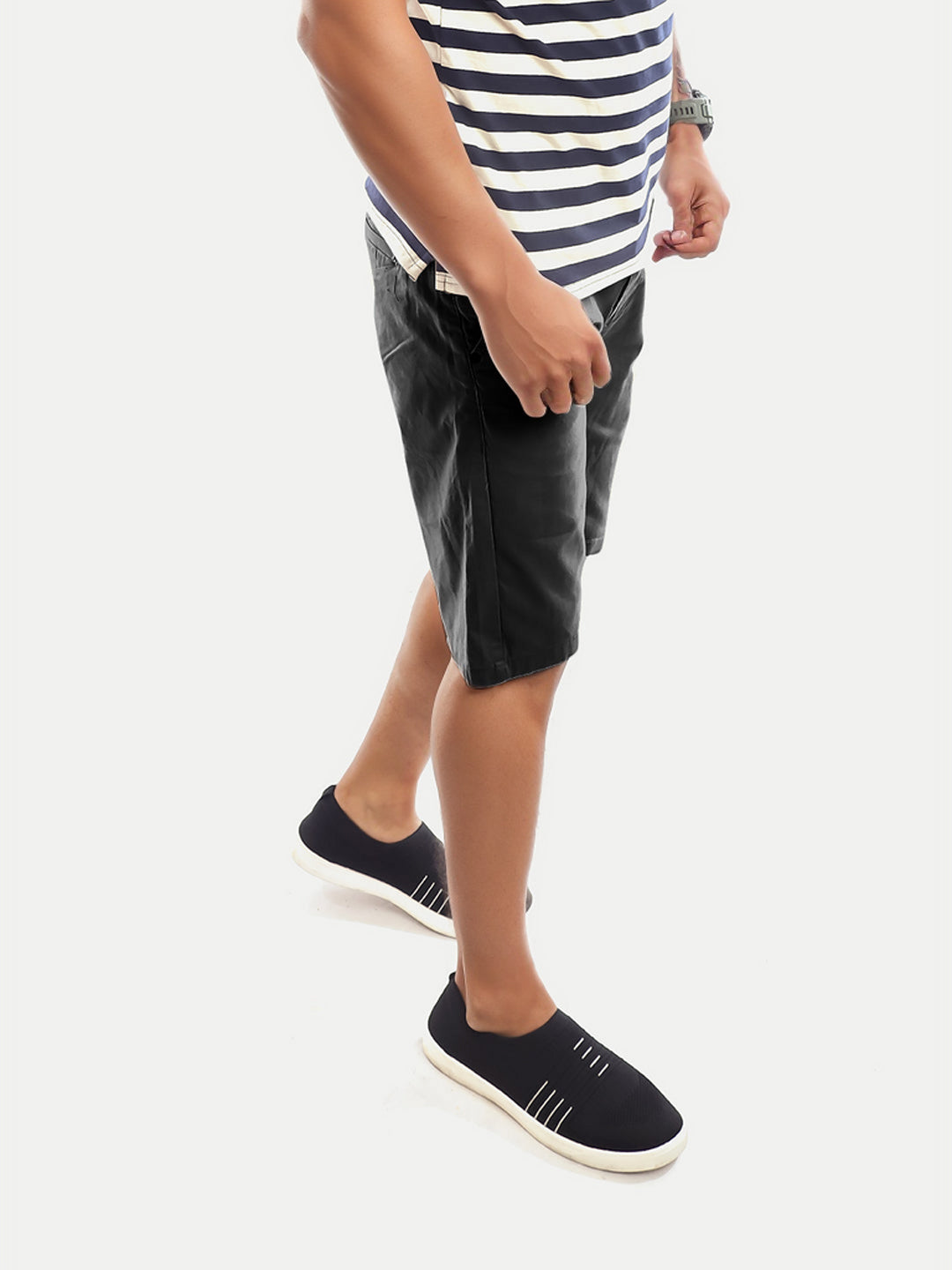 Radprix Men Solid Black Slim Fit Casual Shorts