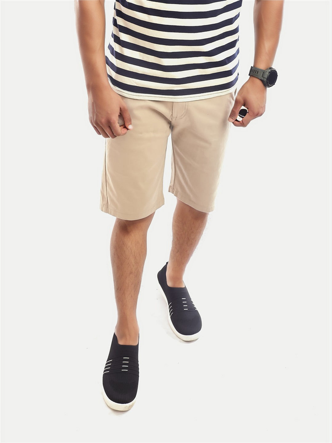 Radprix Men Solid Beige Slim Fit Casual Shorts