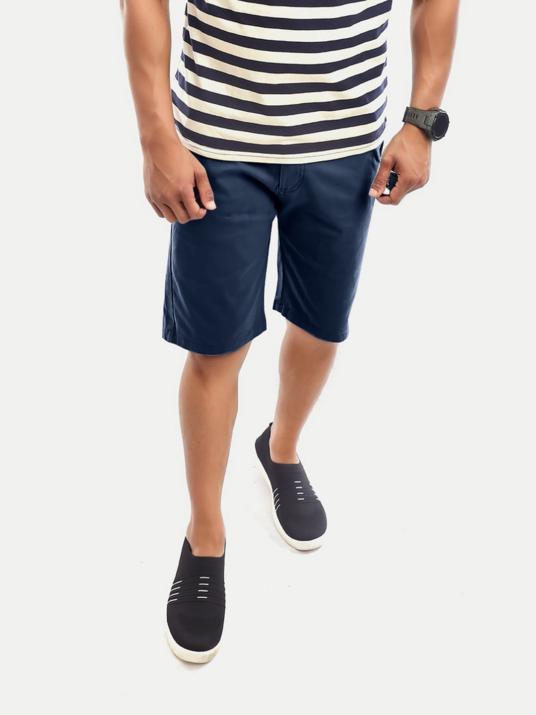 Radprix Men Solid Navy Slim Fit Casual Shorts