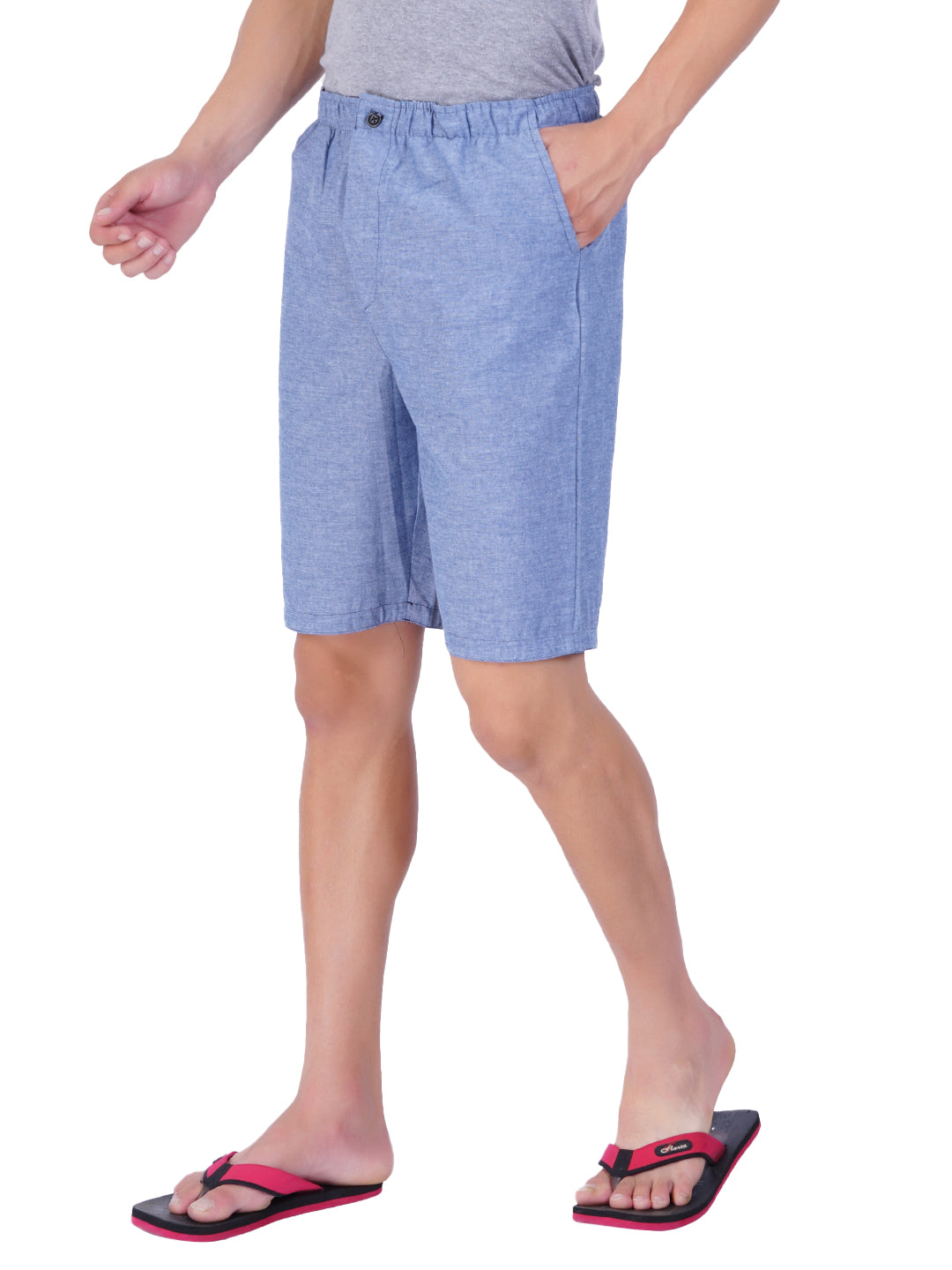 Radprix Mens Blue Cotton Woven Solid Boxer Shorts with Side Pocket