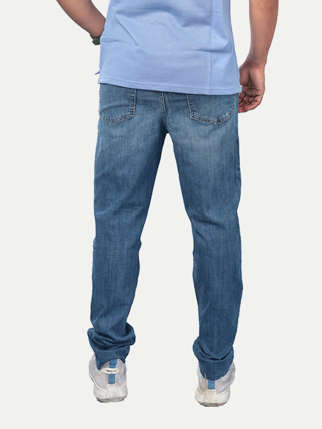 Radprix Men Stone Blue Tapered Fit Mid Rise Heavy Fade Jeans