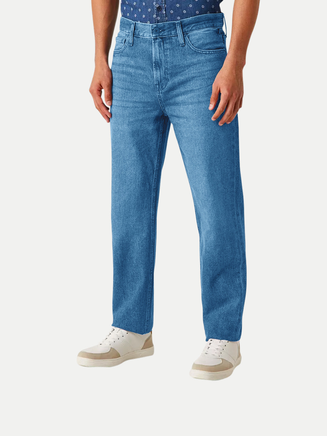 Radprix Mens Relaxed Fit Light Blue Denim Pants