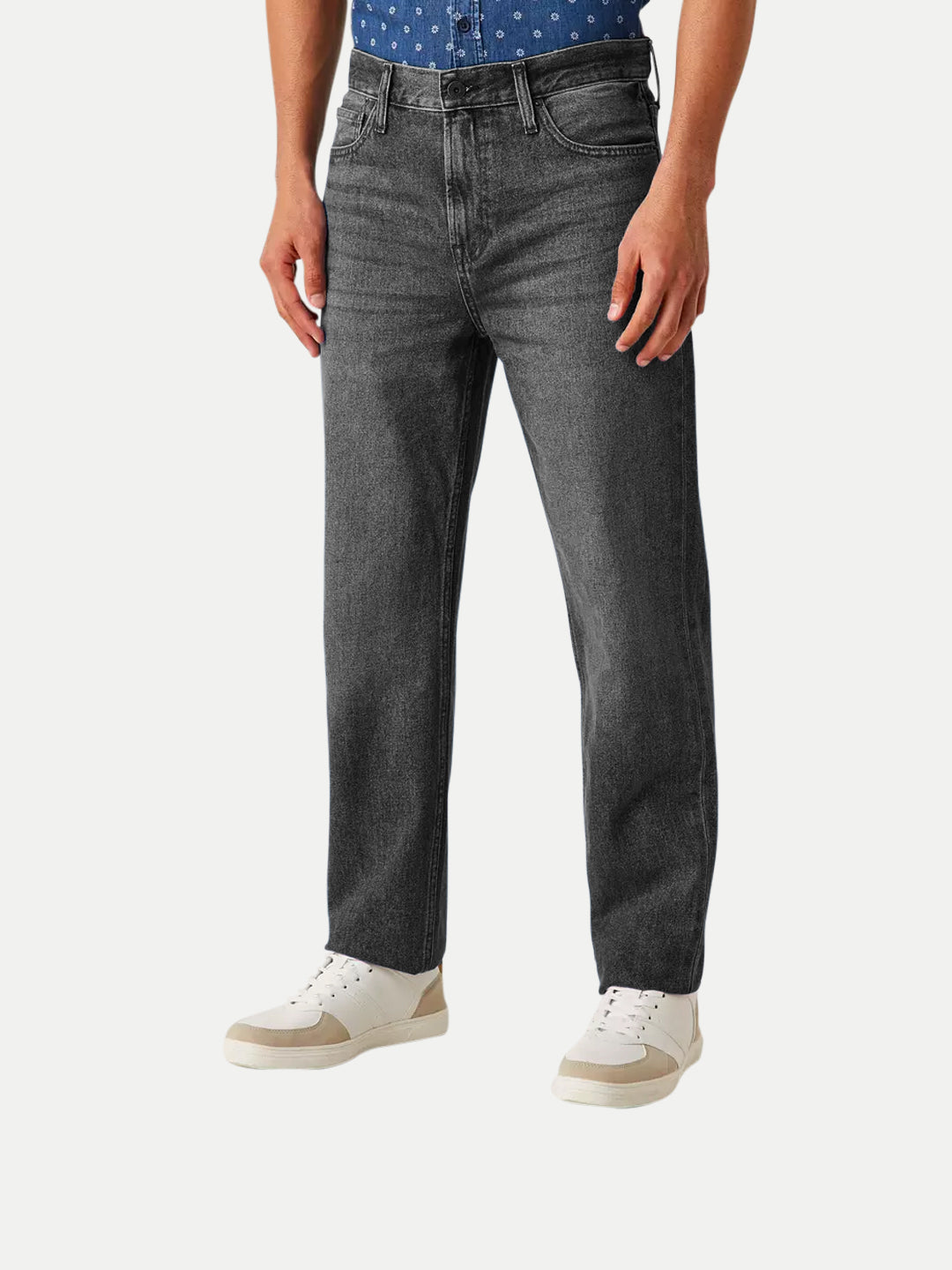 Radprix Mens Relaxed Fit Charcoal Denim Pants