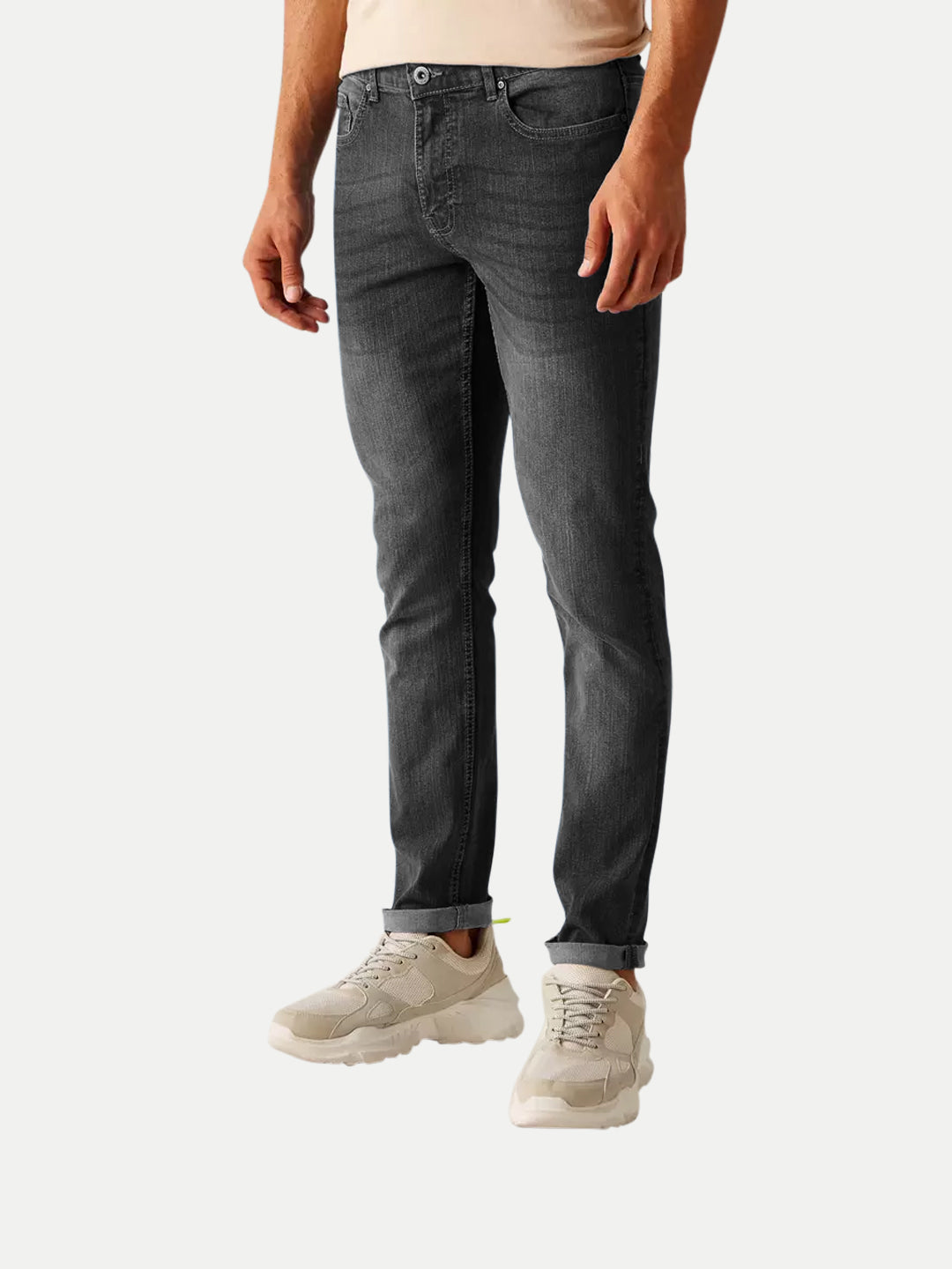 Radprix Mens Slim Fit Charcoal Denim Pants