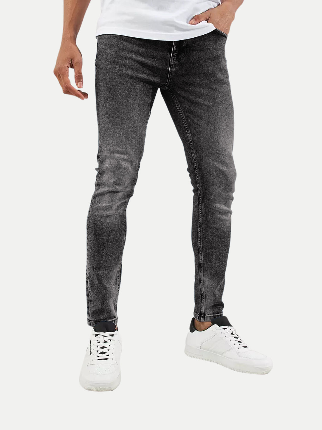 Radprix Mens Skinny Fit Charcoal Denim Pants