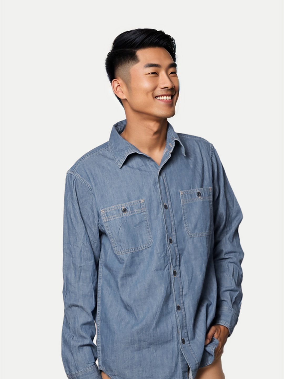 Radprix Men Stone Blue Washed Full Sleeves Denim Shirt