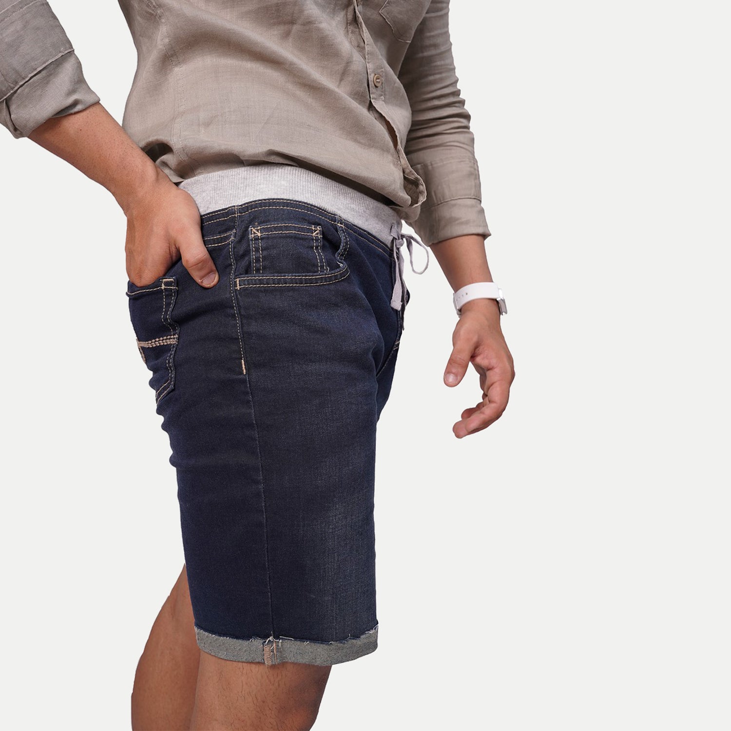 Radprix Mens Regular Fit Dark blue Denim Shorts