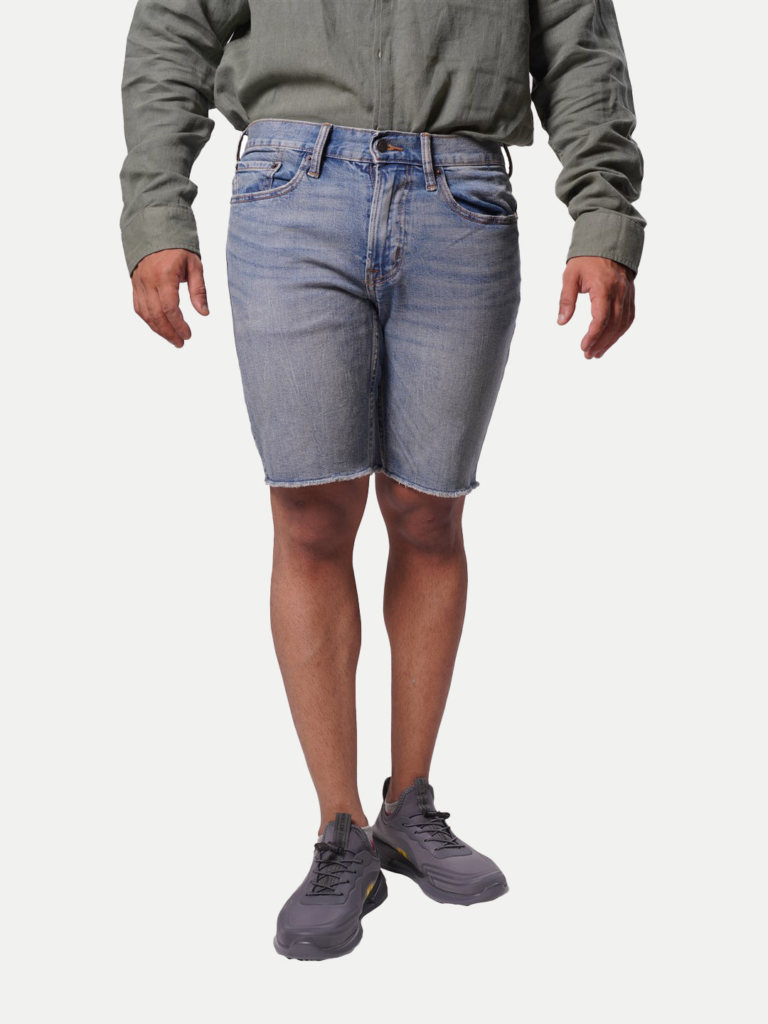 Radprix Men Faded blue Distressed Denim Shorts