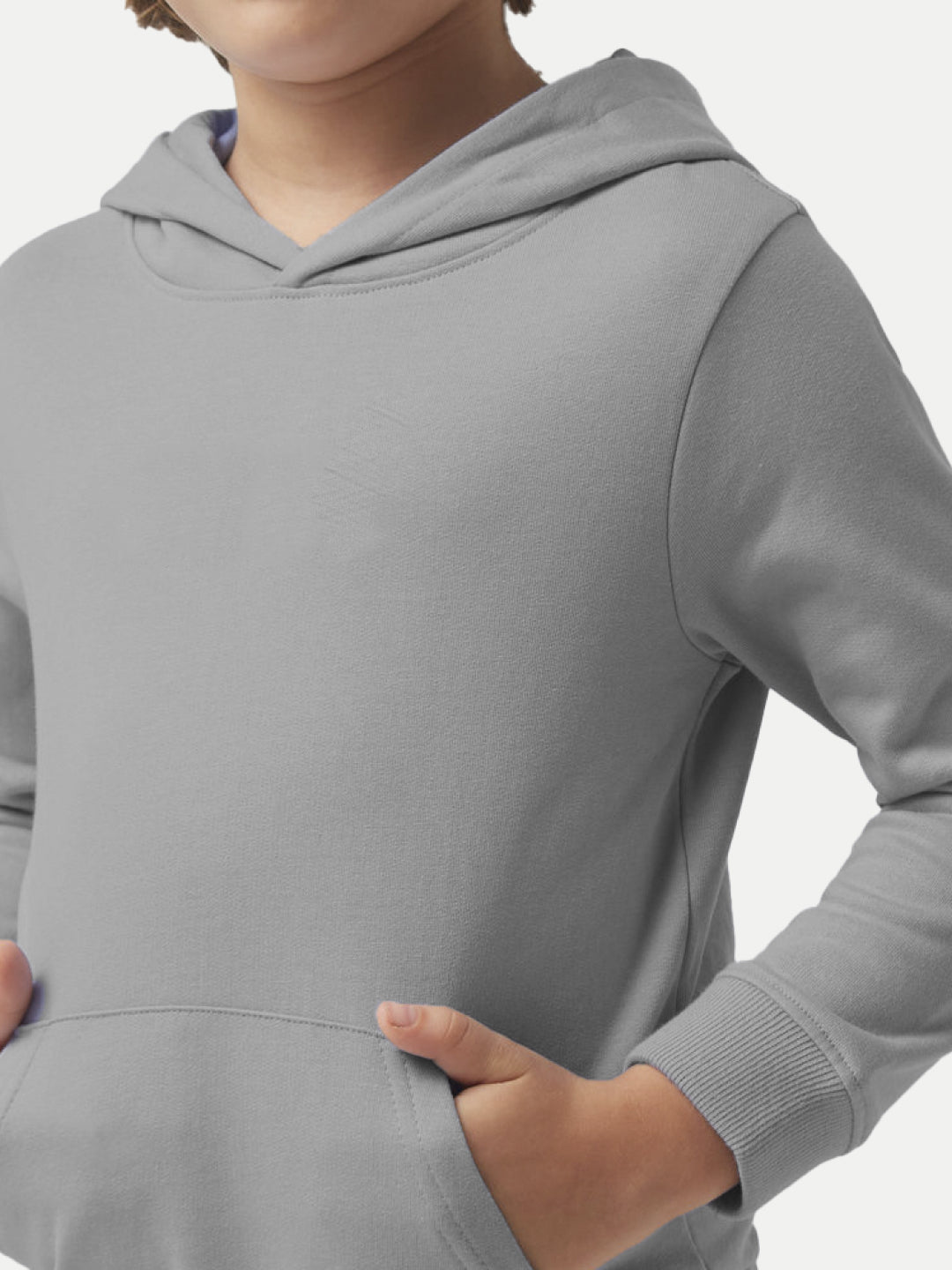 Radprix Teen Boys Solid Grey Melange Hooded Sweatshirt