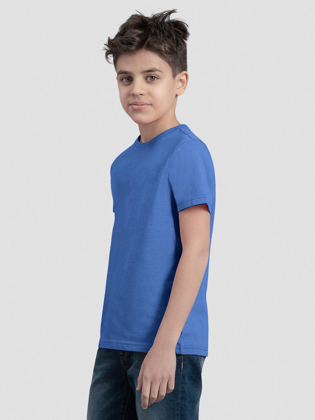 Radprix Teen Boys Solid Blue Casual T-Shirt