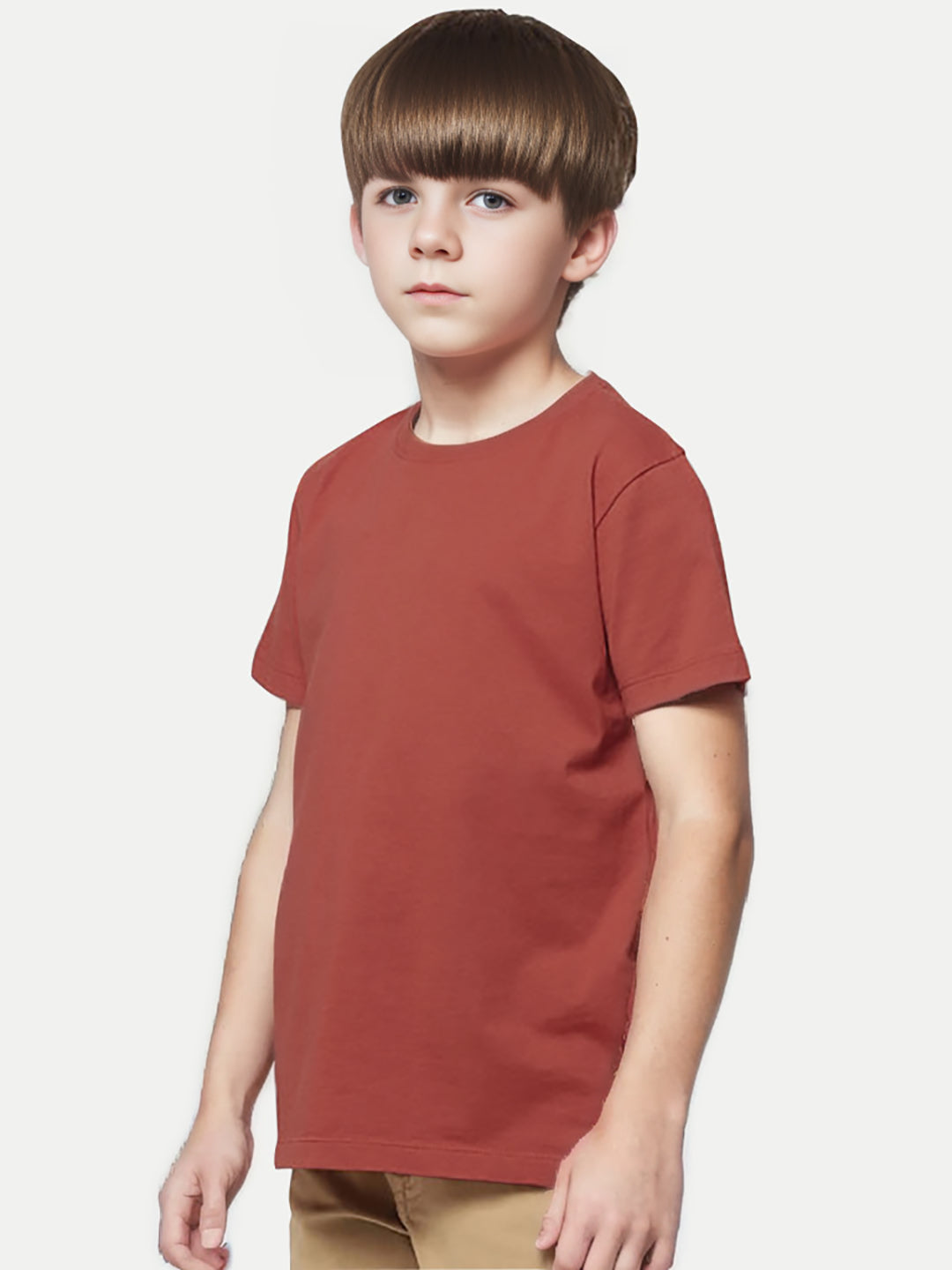 Radprix Teen Boys Solid Maroon Casual T-Shirt