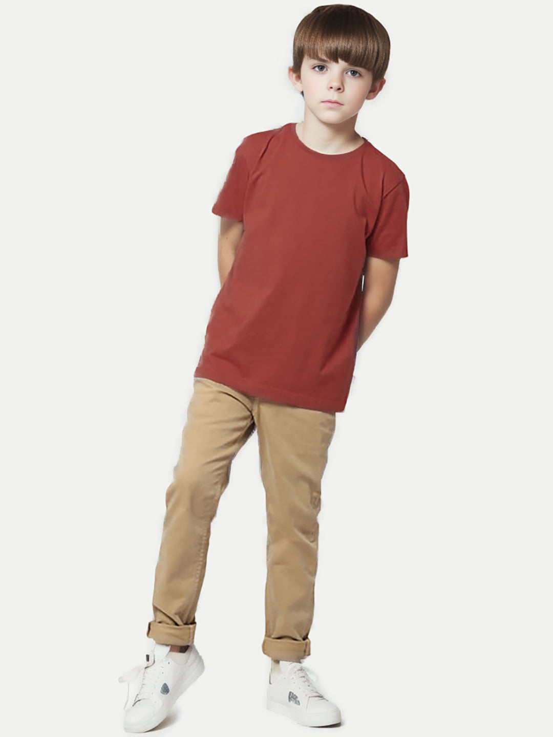 Radprix Teen Boys Solid Maroon Casual T-Shirt