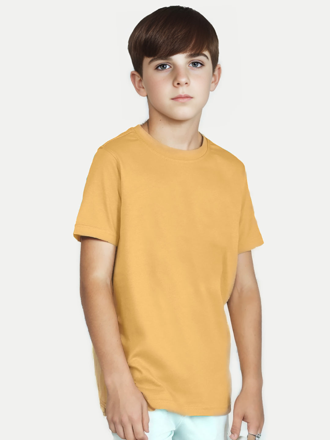 Radprix Teen Boys Solid Yellow Casual T-Shirt