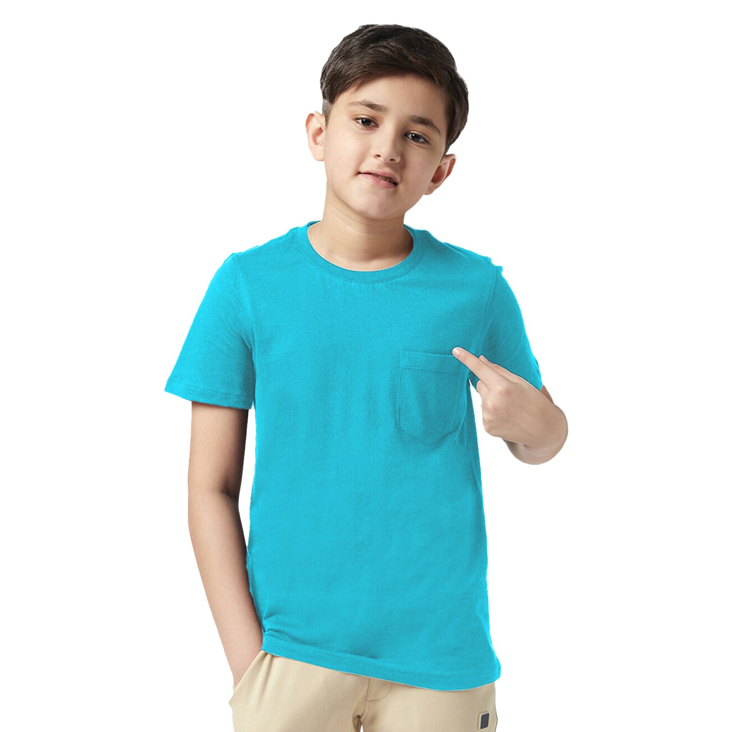 Radprix Teen Boys Aqua Crew neck with Pocket T-shirt