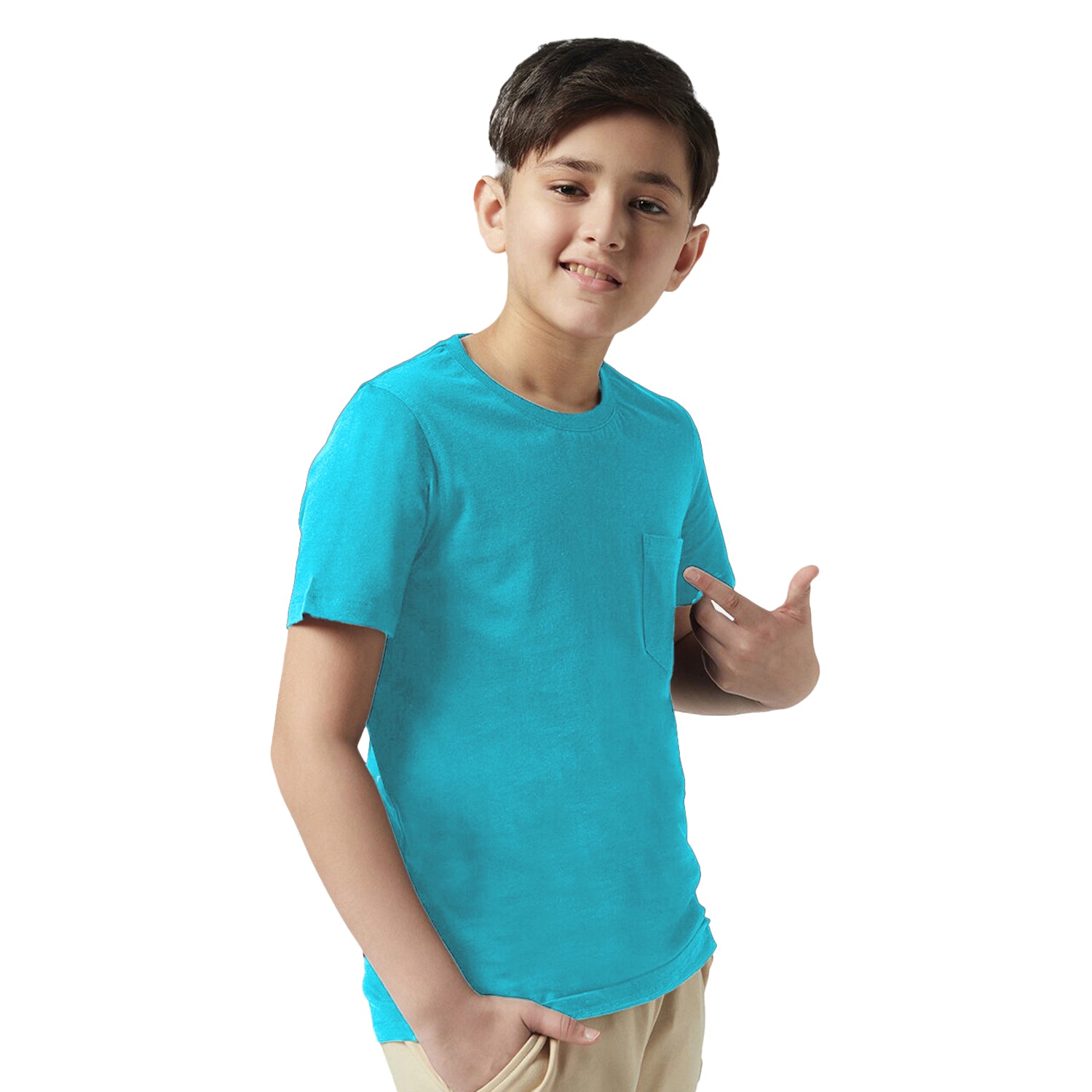 Radprix Teen Boys Aqua Crew neck with Pocket T-shirt