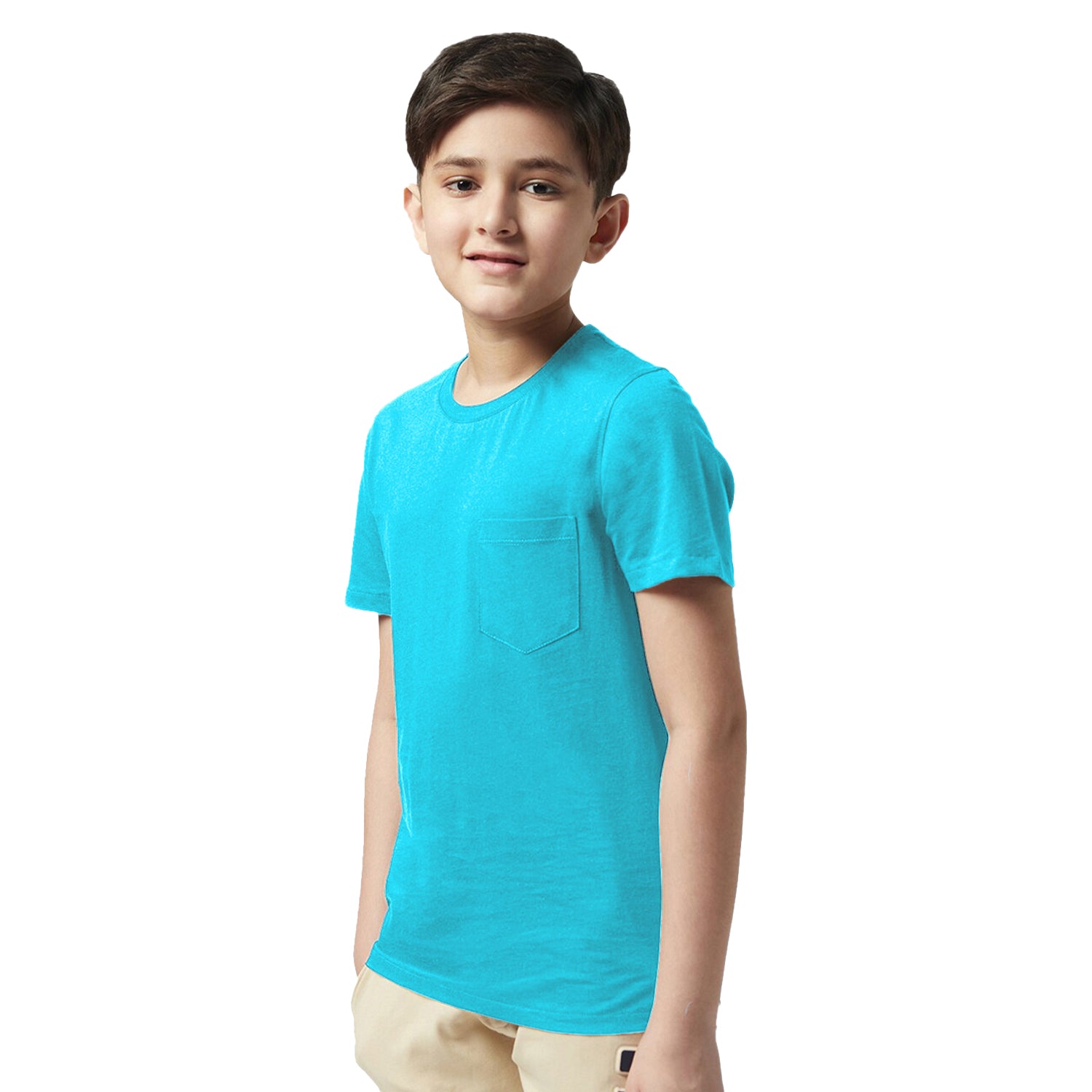 Radprix Teen Boys Aqua Crew neck with Pocket T-shirt