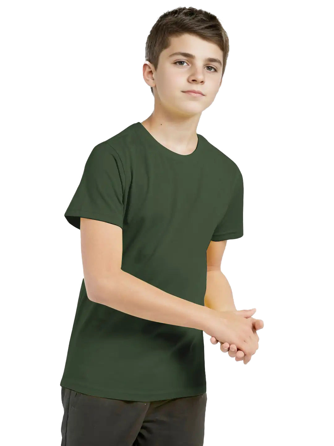 Radprix Teen Boys Olive Crew neck T-shirt